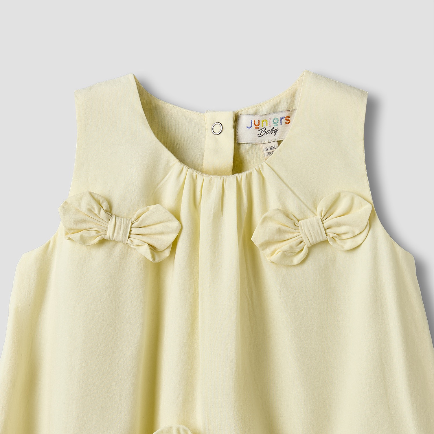 Juniors Round Neck Sleeveless Romper with Bow Accent-baby-girls-clothing-rompers-image-3