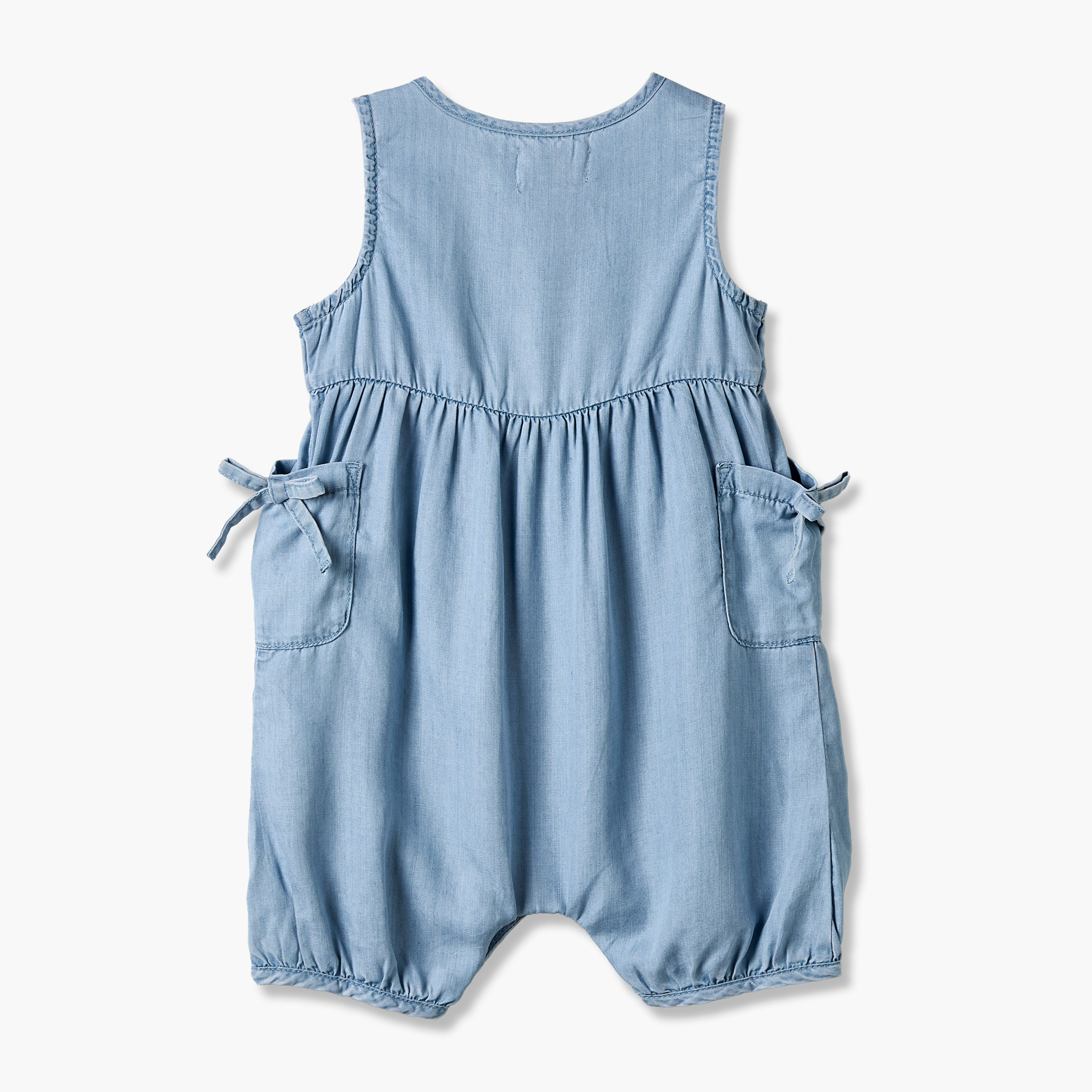 Juniors Round Neck Sleeveless Romper with Bow Detail-baby-girls-clothing-rompers-image-3