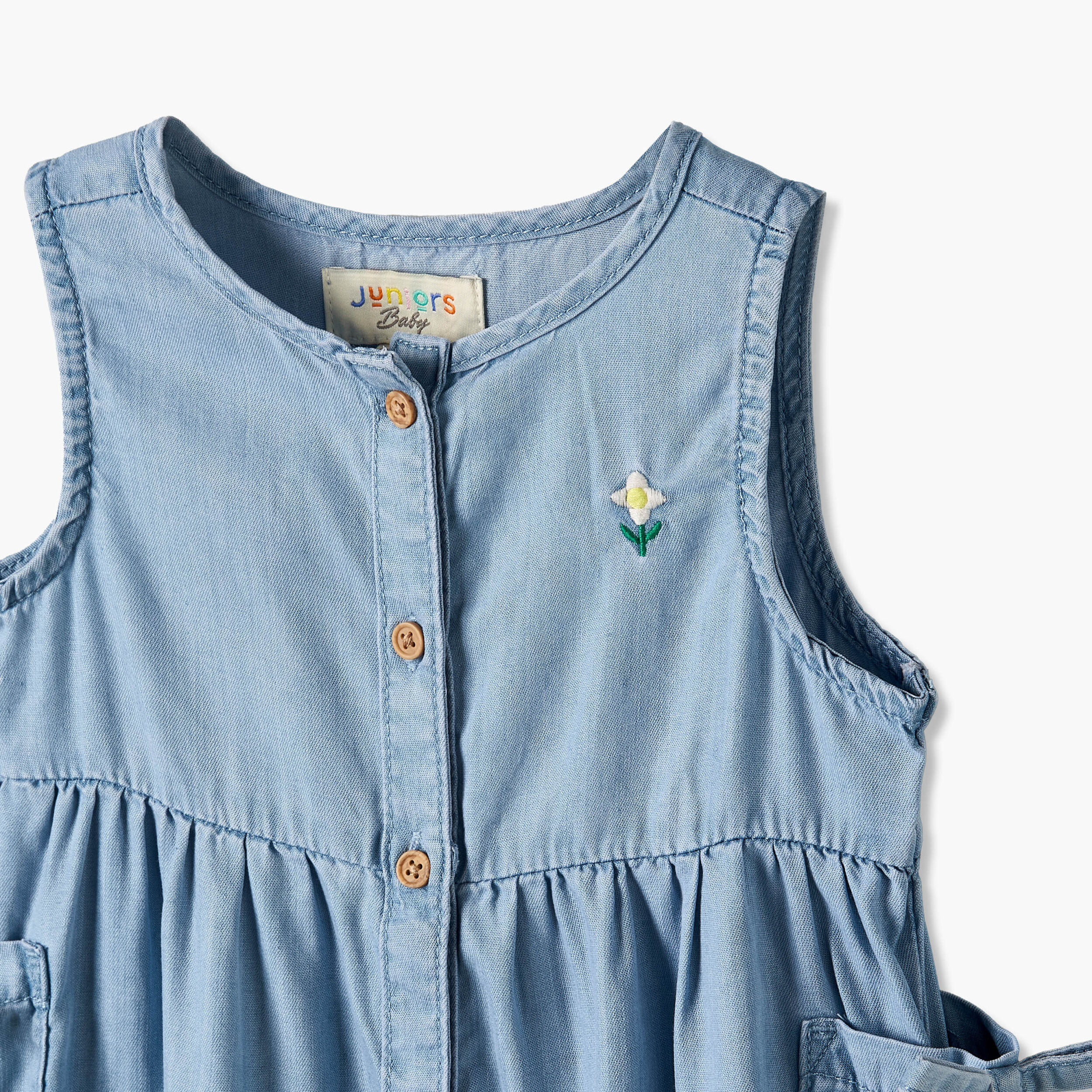 Juniors Round Neck Sleeveless Romper with Bow Detail-baby-girls-clothing-rompers-image-4