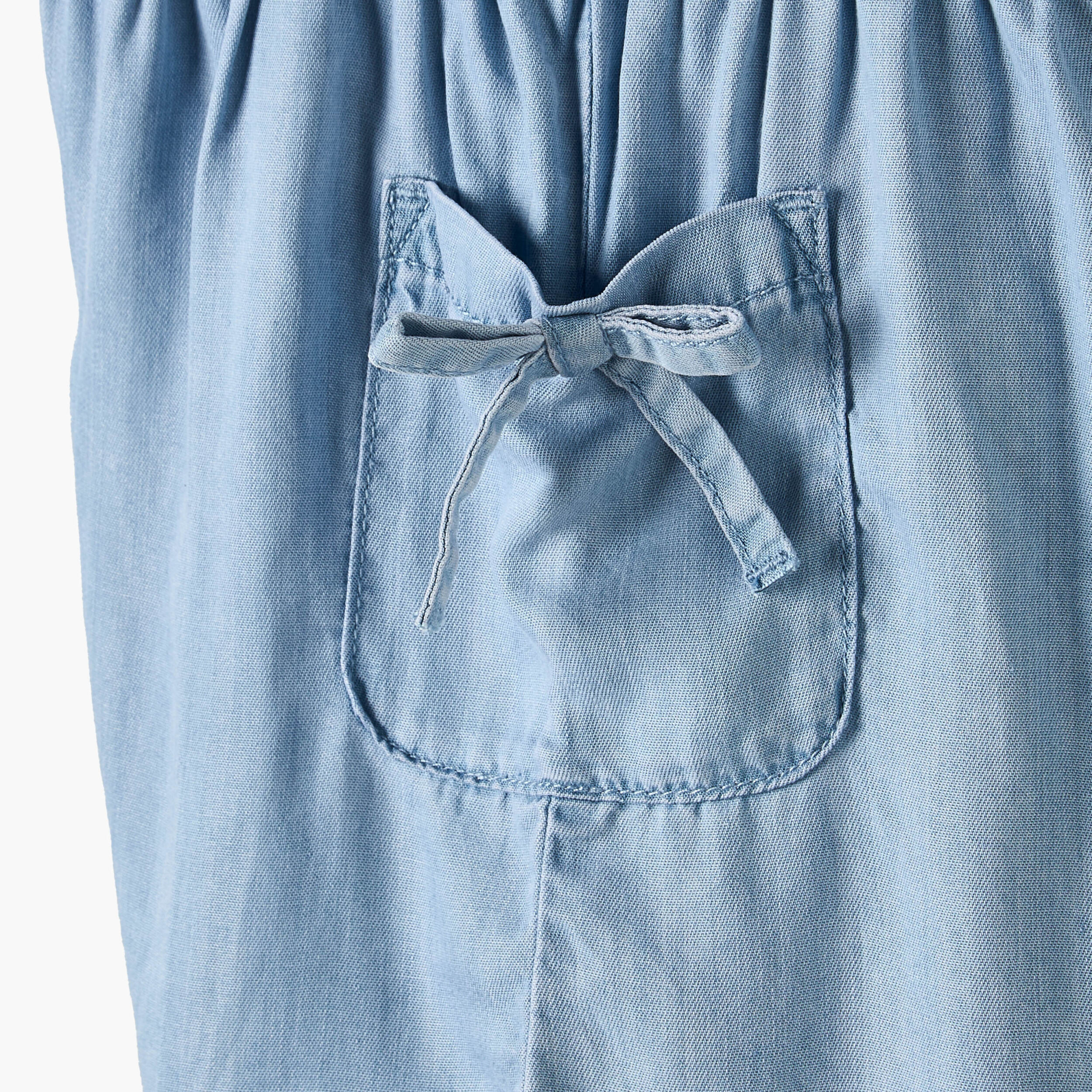 Juniors Round Neck Sleeveless Romper with Bow Detail-baby-girls-clothing-rompers-image-6