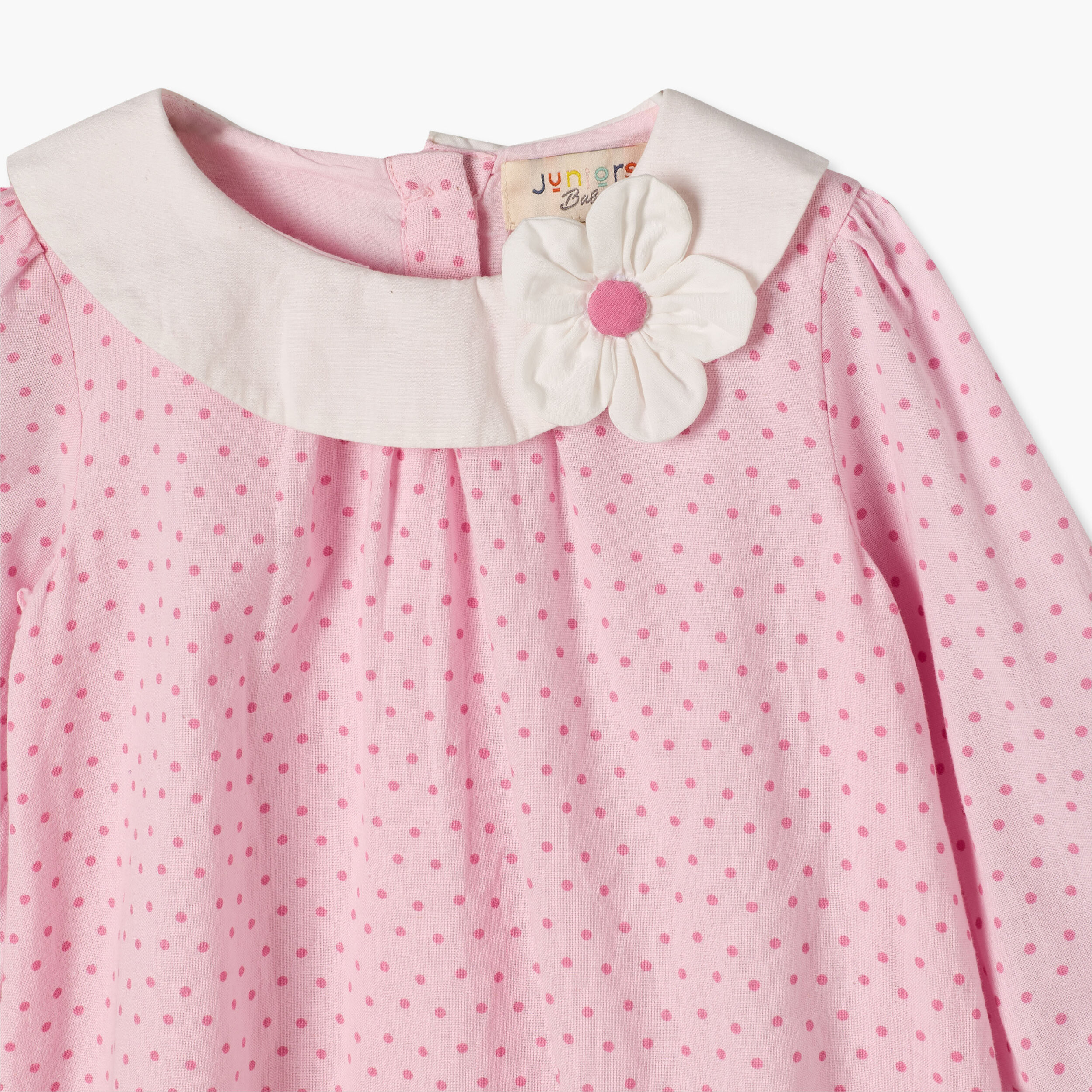 رومبر بياقة ضيقة وأكمام طويلة وطبعات منقطة من جونيورز-baby-girls-clothing-rompers-image-4