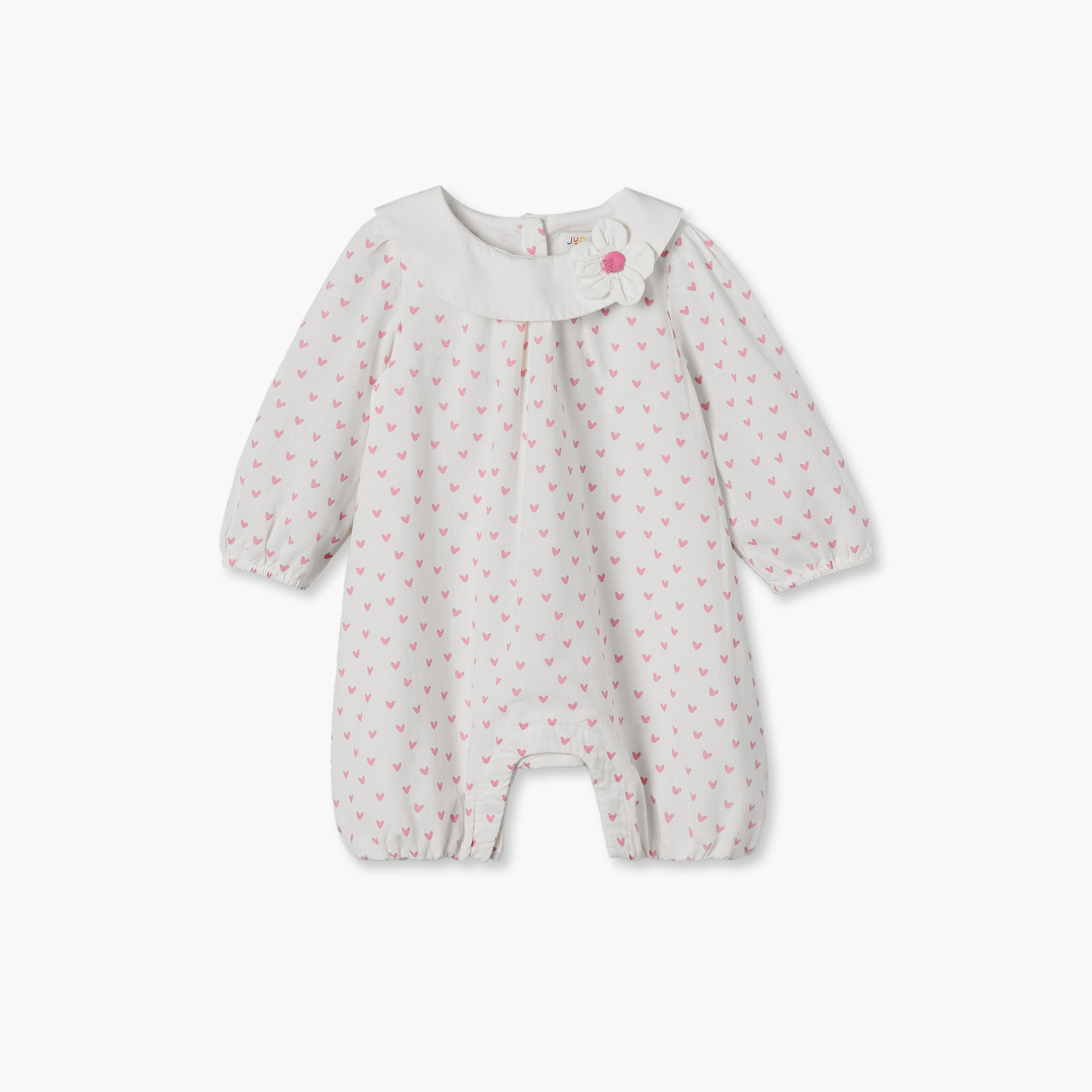 رومبر بياقة وأكمام طويلة مع تفاصيل زهور من جونيورز-baby-girls-clothing-rompers-image-2