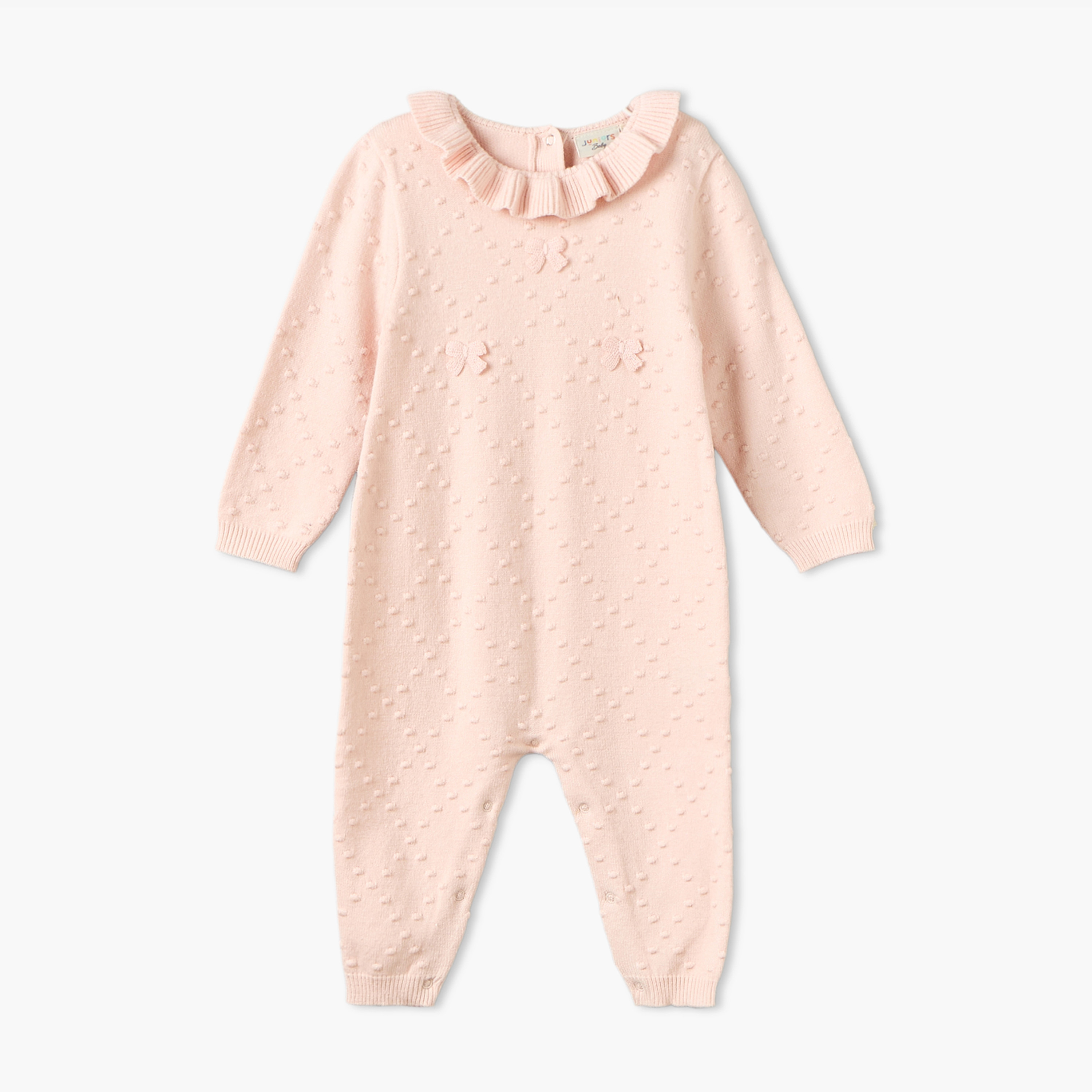 Juniors Round Long Sleeves Sleepsuit with Floral Accent-baby-girls-clothing-rompers-image-1