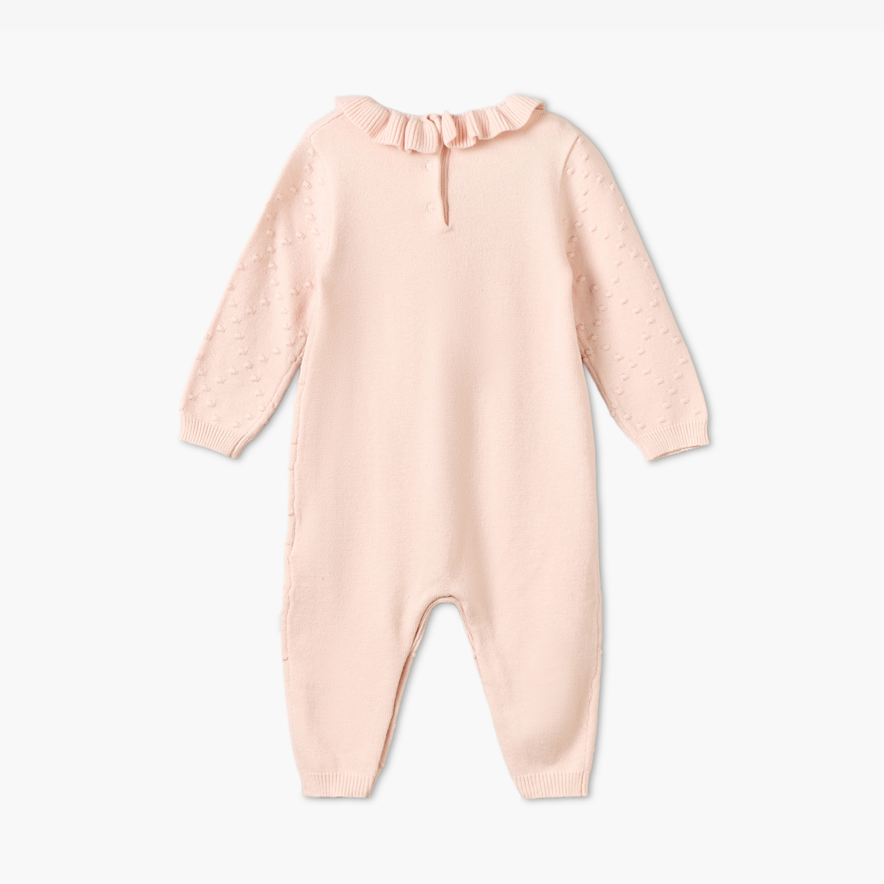 Juniors Round Long Sleeves Sleepsuit with Floral Accent-baby-girls-clothing-rompers-image-2