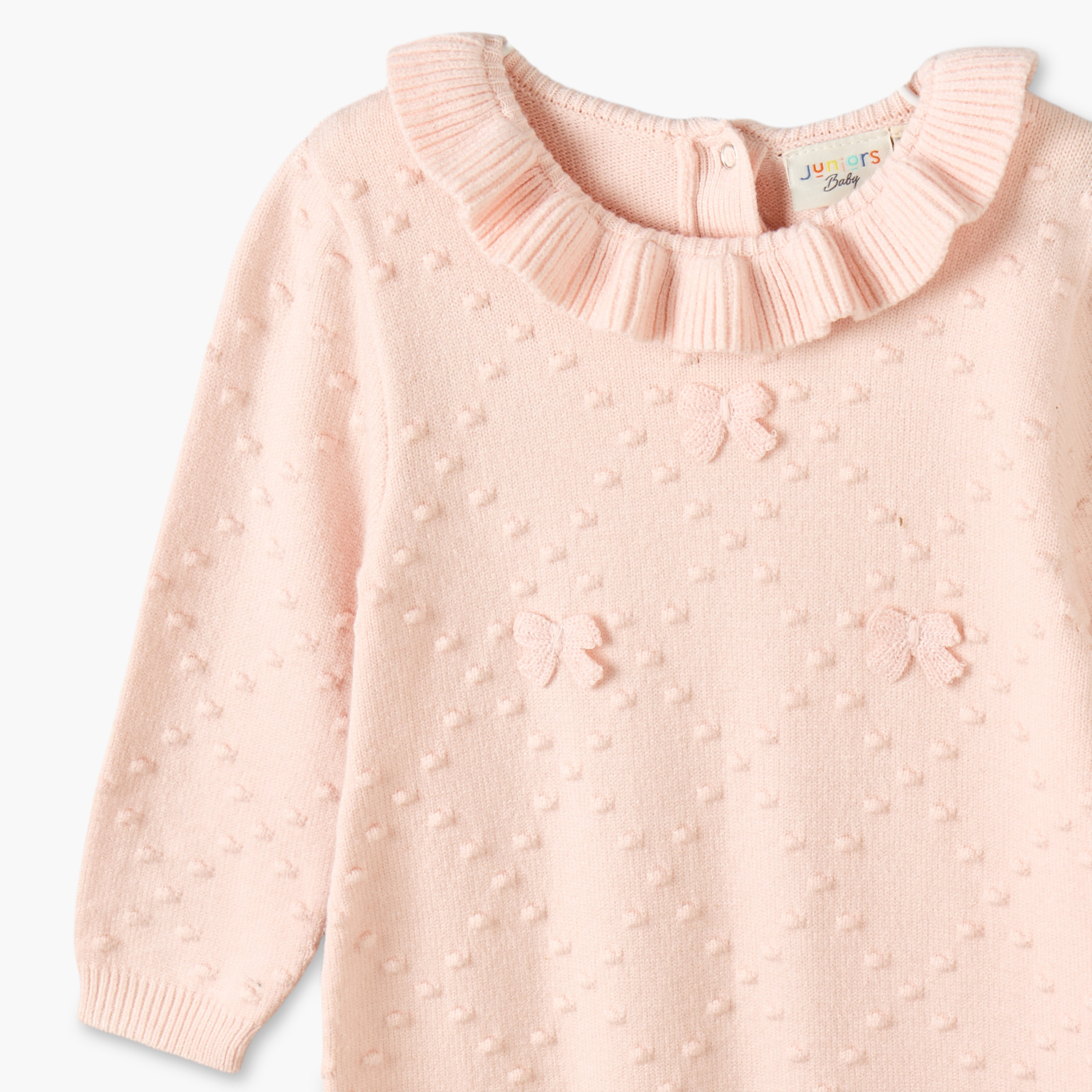 Juniors Round Long Sleeves Sleepsuit with Floral Accent-baby-girls-clothing-rompers-image-3