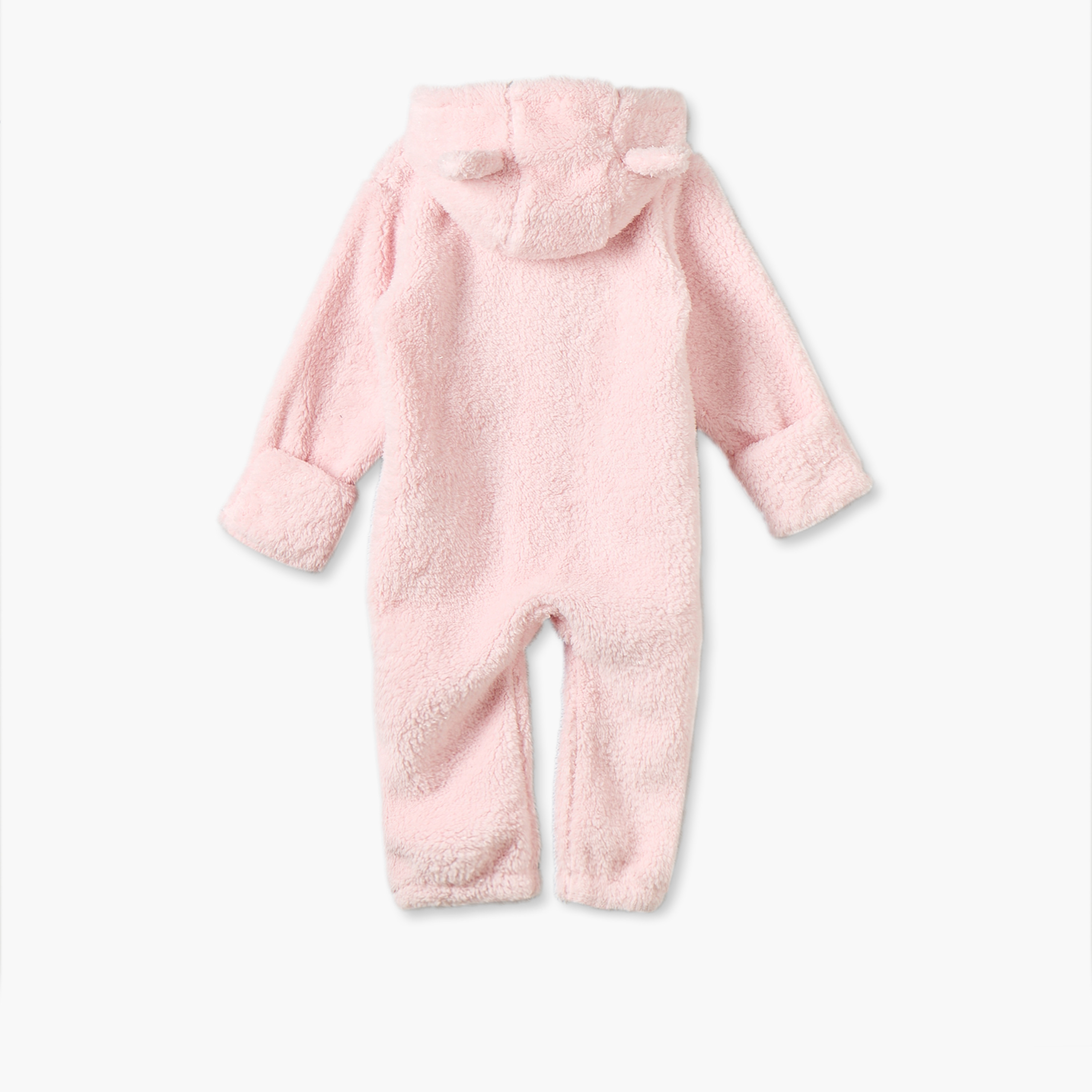Juniors Hooded Long Sleeves Sleepsuit with Bunny Applique-baby-girls-clothing-nightwear-sleepsuits-image-2