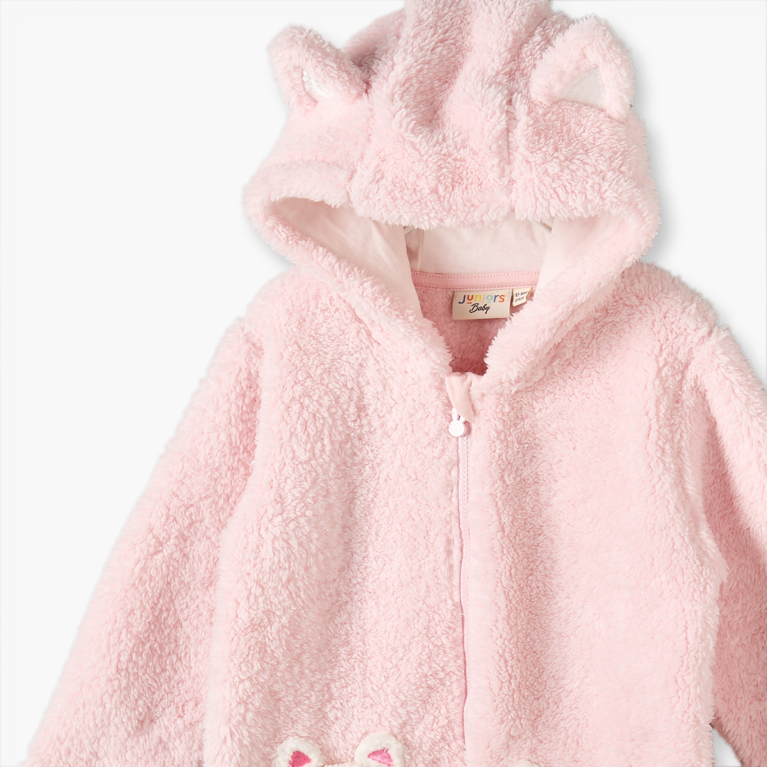 Juniors Hooded Long Sleeves Sleepsuit with Bunny Applique-baby-girls-clothing-nightwear-sleepsuits-image-3