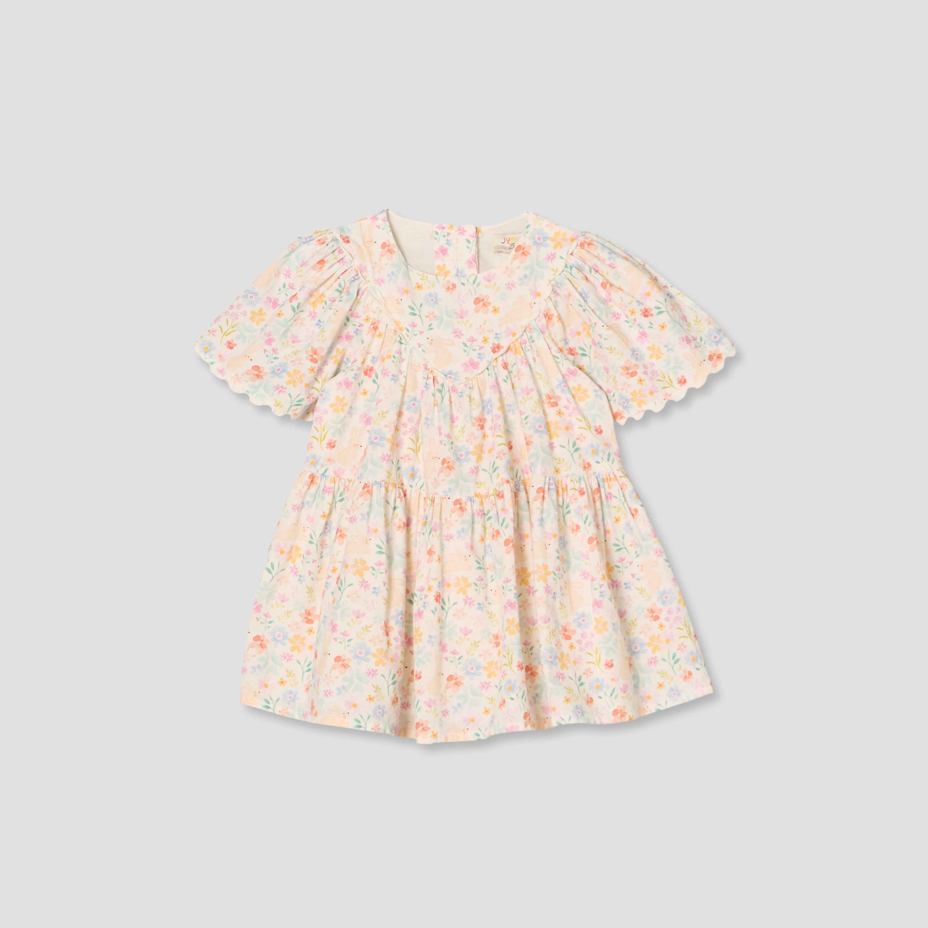 Juniors Round Neck Short Sleeves Knee Length A-line Dress with Bloomers-baby-girls-clothing-dressesandjumpsuits-image-2