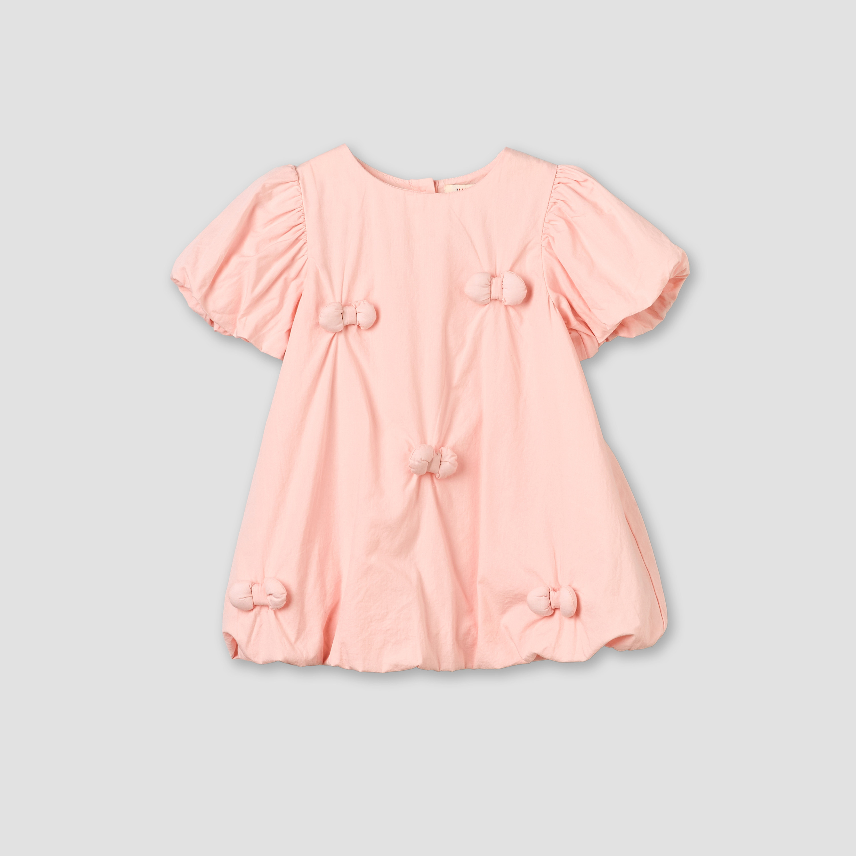 Juniors Round Neck Short Sleeves Knee Length A-line Dress with Bow Detail-baby-girls-clothing-dressesandjumpsuits-image-1