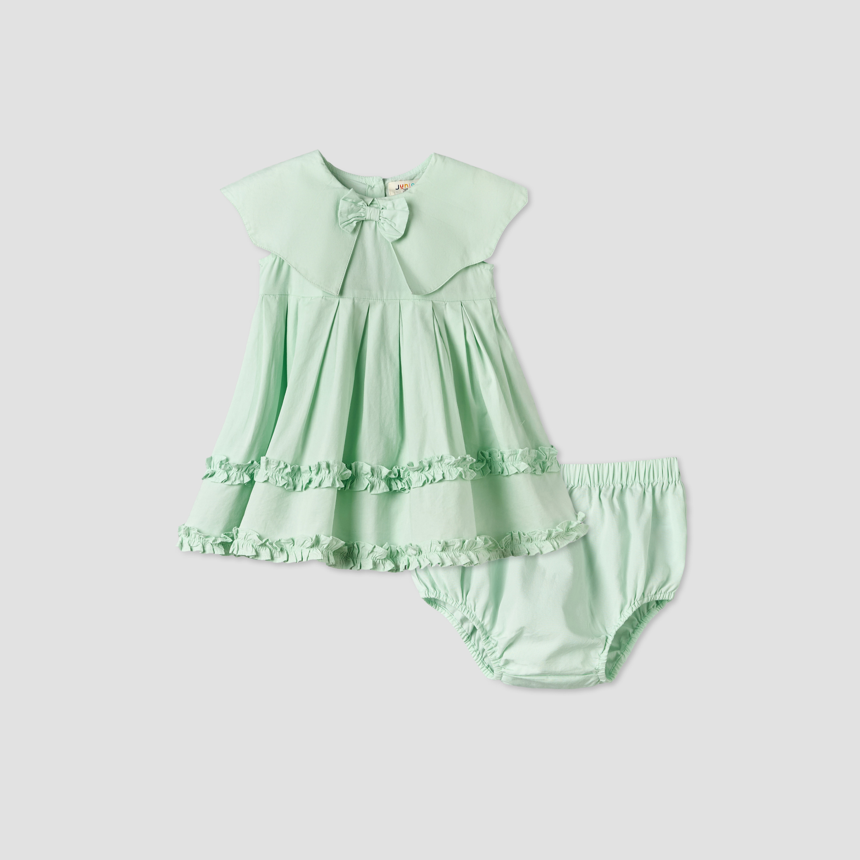 فستان دون أكمام بطول الركبة وياقة مع سروال بلومر من جونيورز-baby-girls-clothing-dressesandjumpsuits-image-1