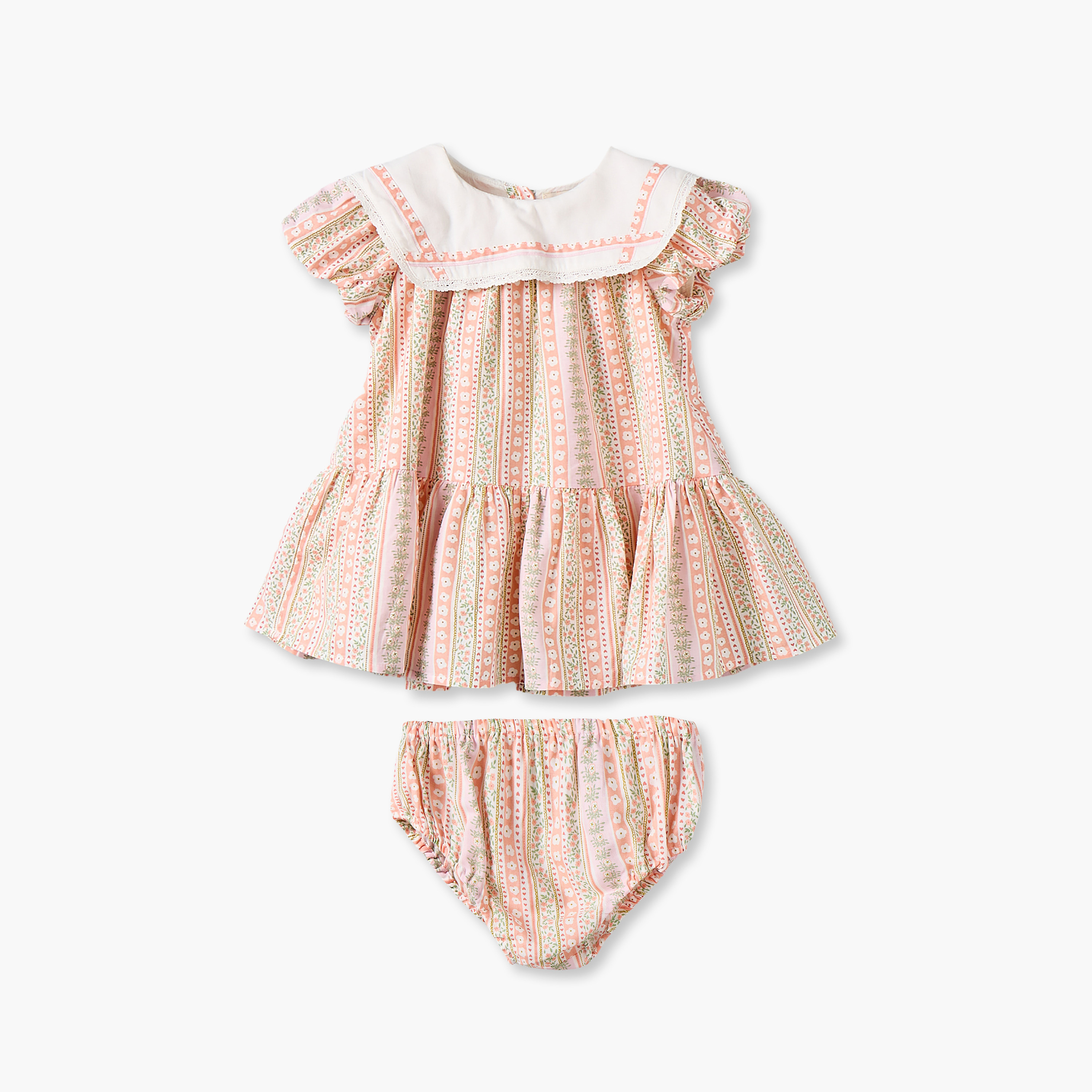 فستان بطول الركبة بياقة مستديرة وأكمام قصيرة مع شورت داخلي بطبعة زهور من جونيورز-baby-girls-clothing-dressesandjumpsuits-image-2