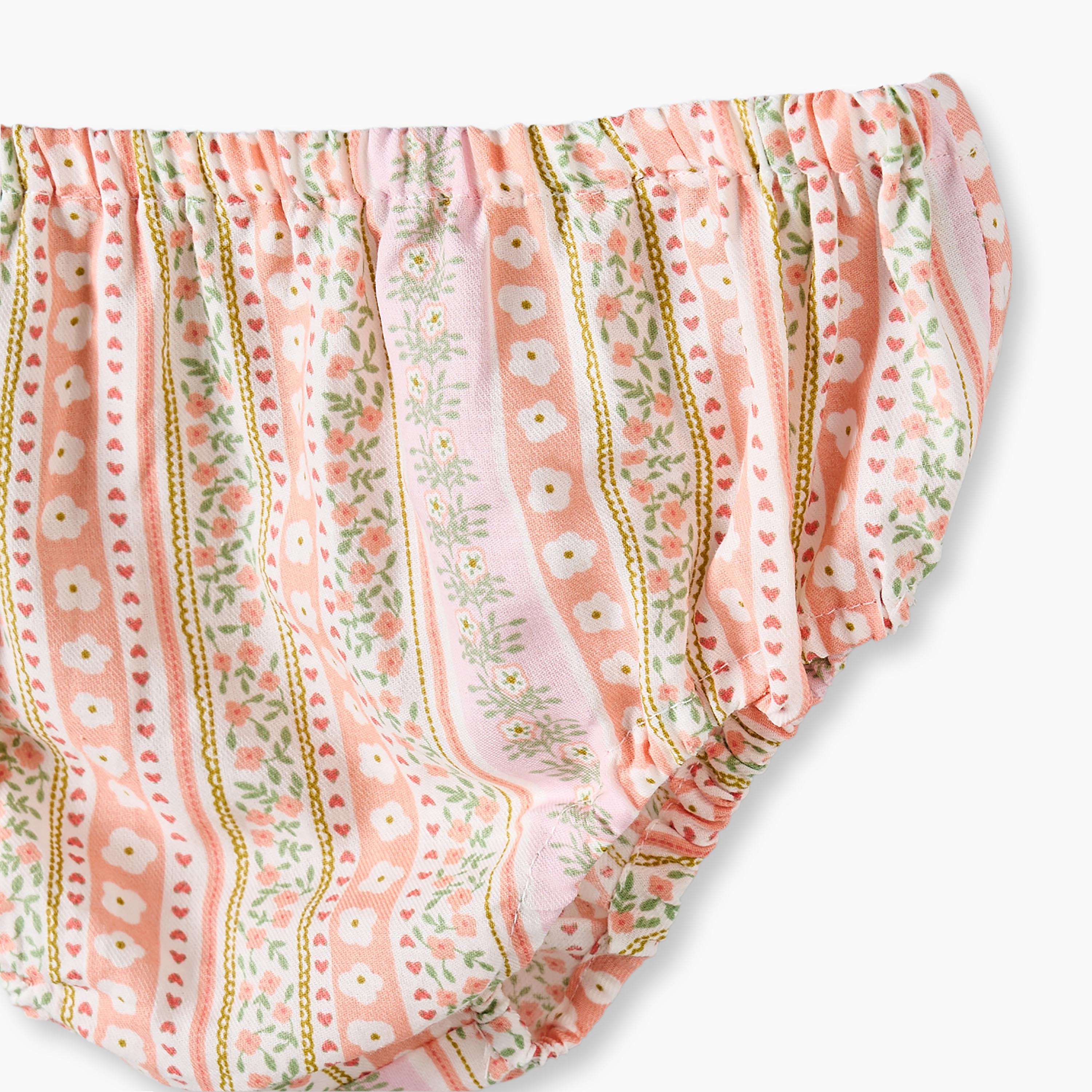 فستان بطول الركبة بياقة مستديرة وأكمام قصيرة مع شورت داخلي بطبعة زهور من جونيورز-baby-girls-clothing-dressesandjumpsuits-image-9