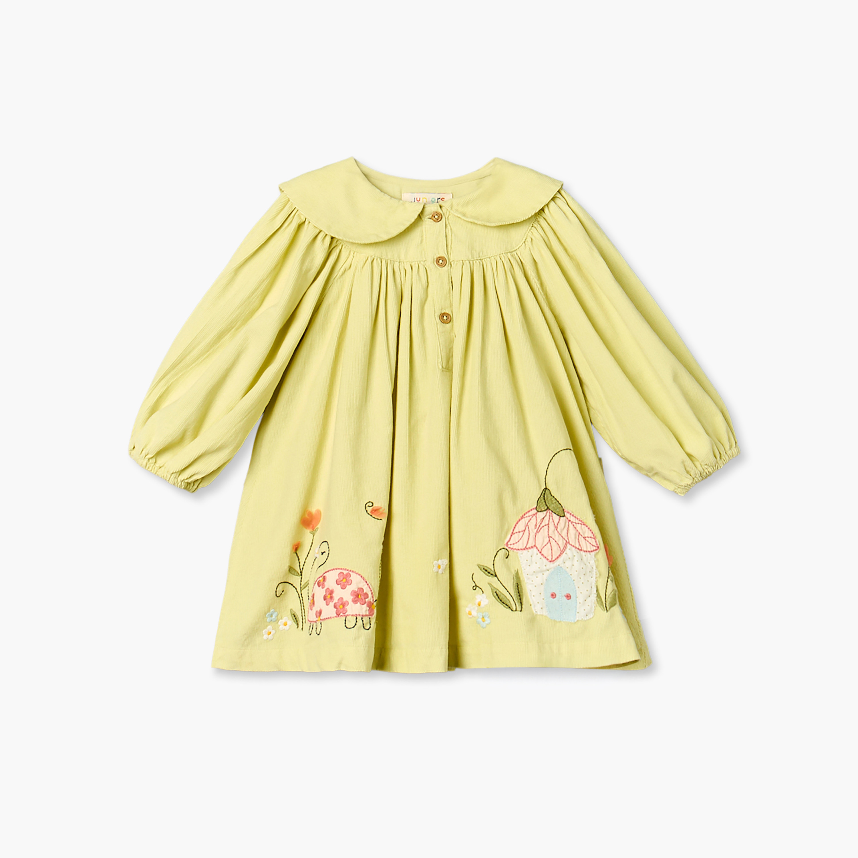 Juniors Peter Pan Collar Long Sleeves Knee Length A-line Dress with Bloomers-baby-girls-clothing-dressesandjumpsuits-image-3