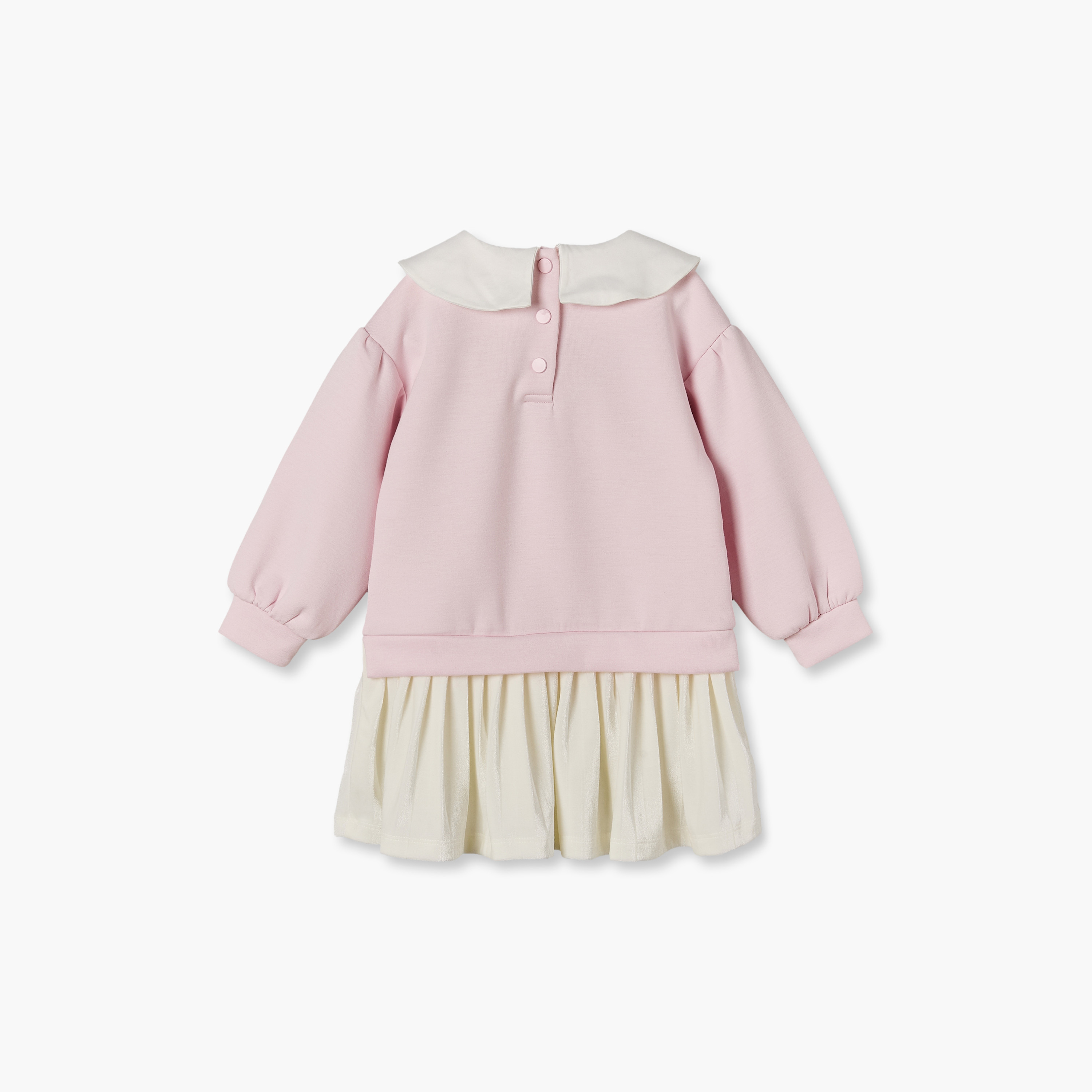 Juniors Peter Pan Collar Long Sleeves Knee Length A-line Dress with Bunny Print-baby-girls-clothing-dressesandjumpsuits-image-3