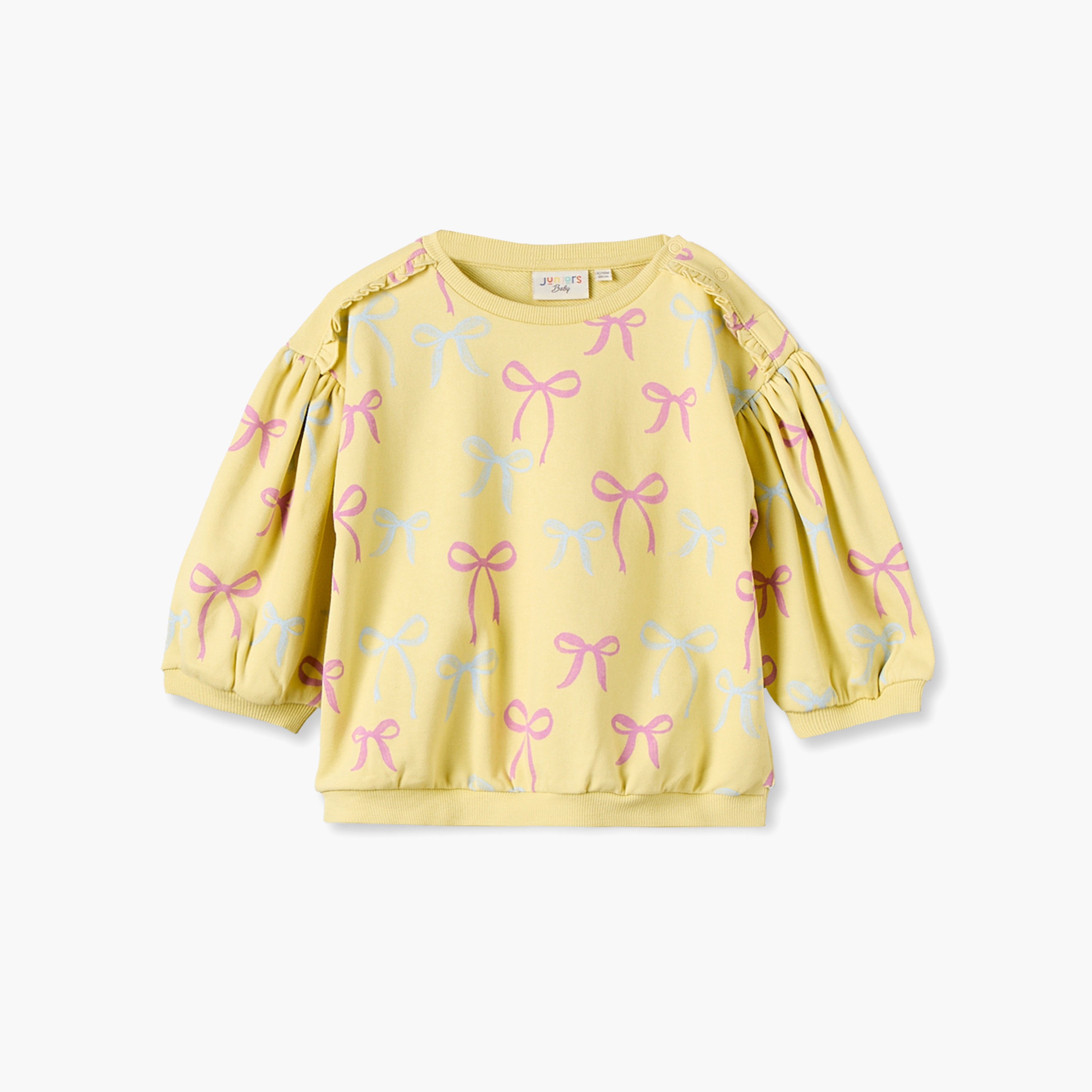 Juniors Bow Print Sweatshirt with Ruffled Sleeves-baby-girls-clothing-sweatshirts-image-2