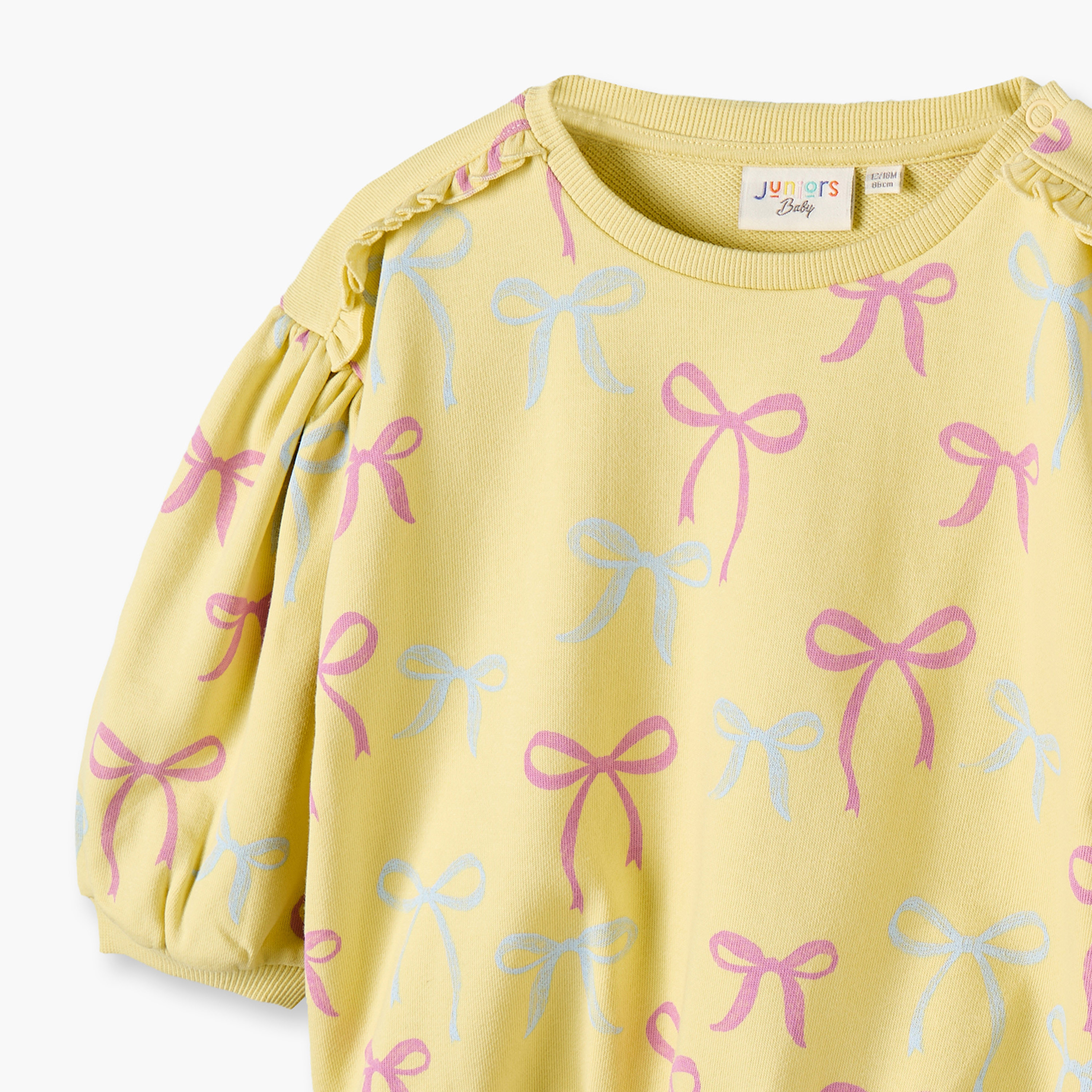 Juniors Bow Print Sweatshirt with Ruffled Sleeves-baby-girls-clothing-sweatshirts-image-4