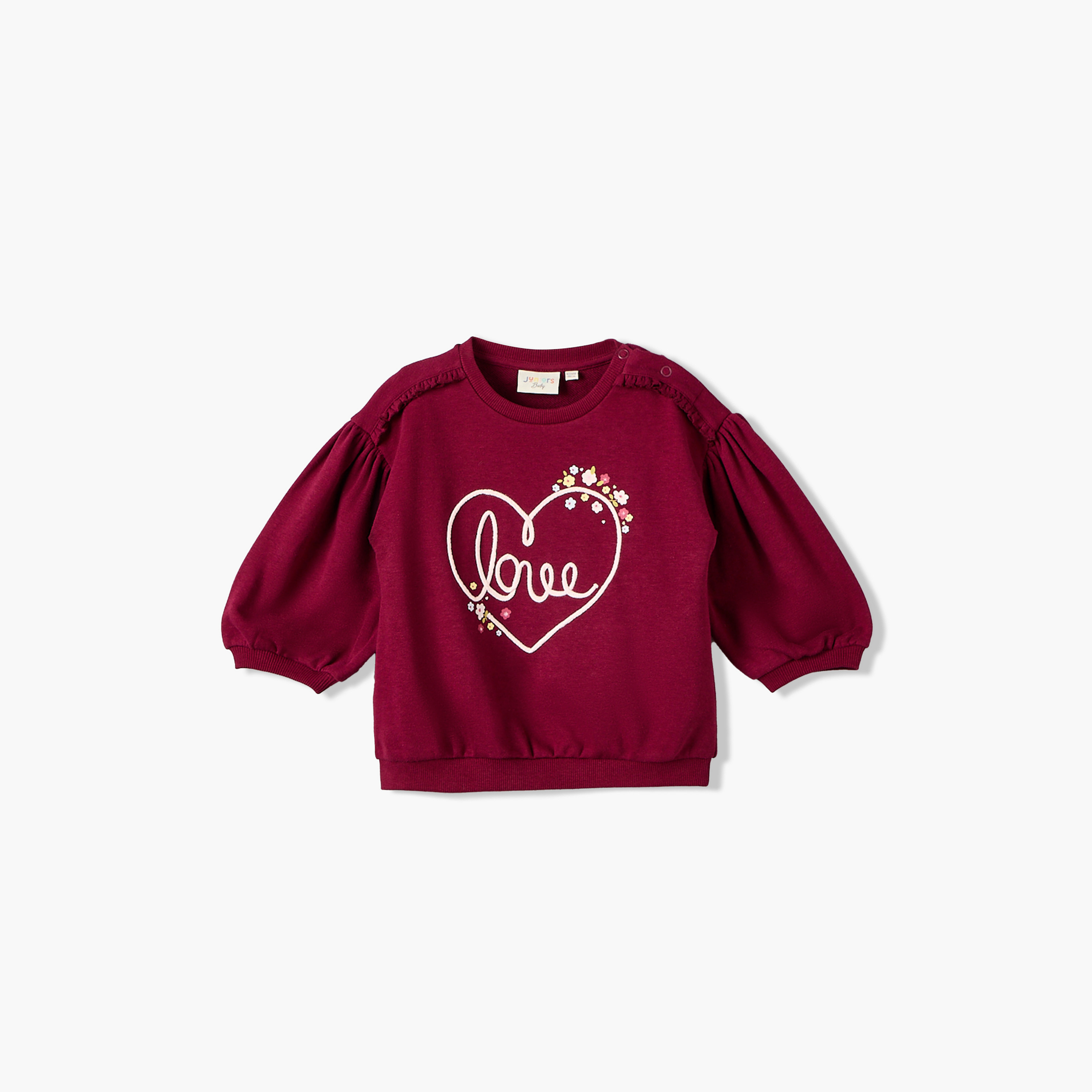 Juniors Crew Neck Sweatshirt with Heart Embroidery-baby-girls-clothing-winterwear-sweatshirts-image-1