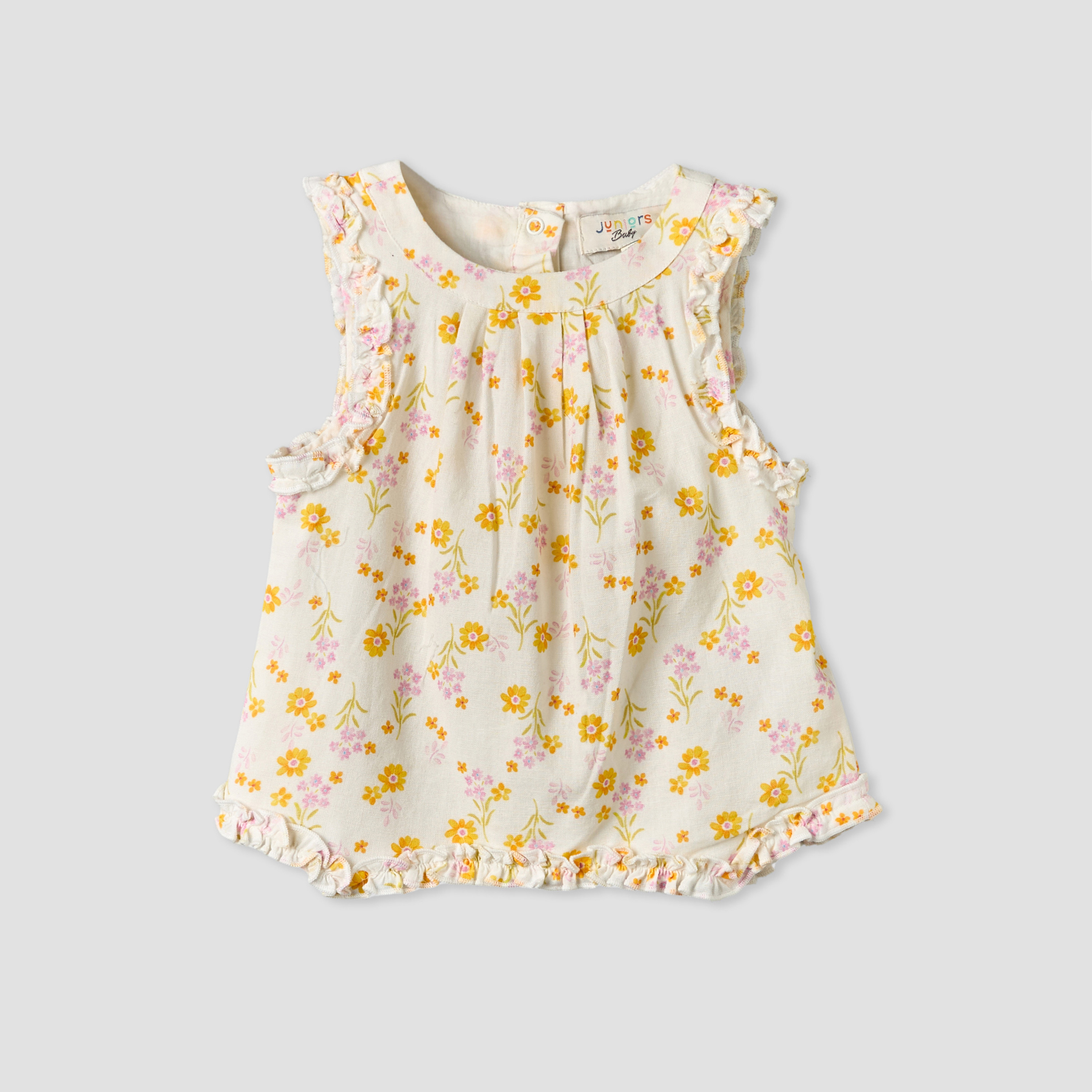 Juniors Round Neck Sleeveless Top and Pants Set with Floral Print-baby-girls-clothing-setsandcoords-image-2