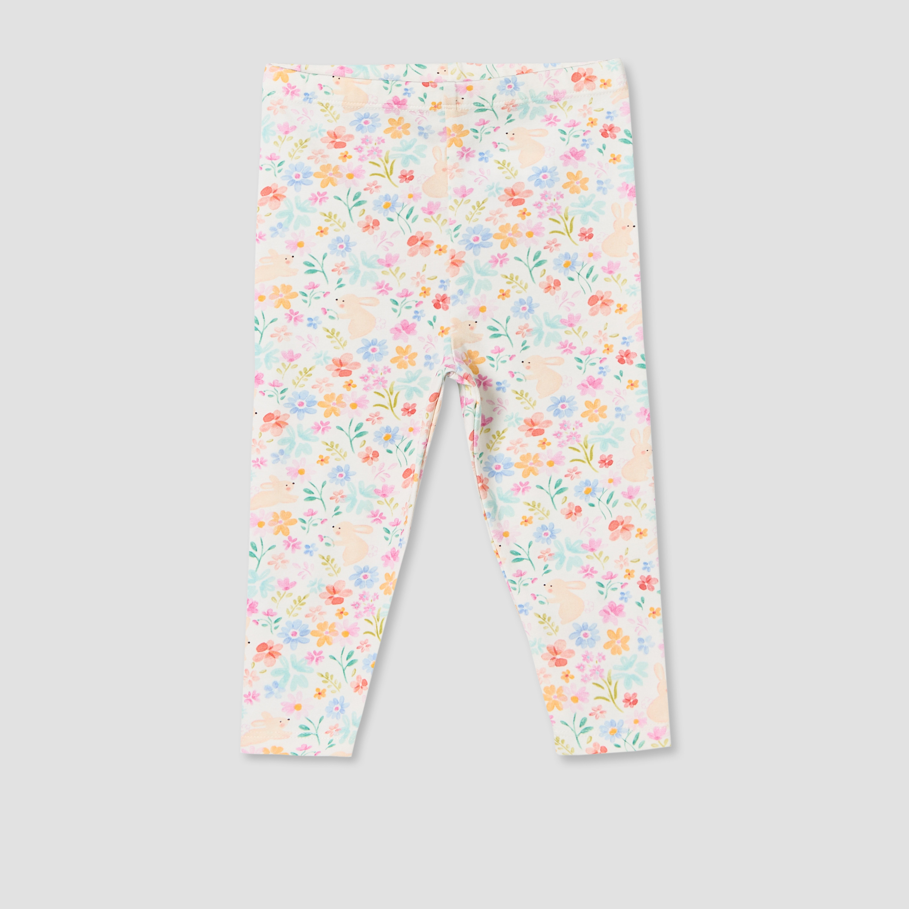 Juniors Round Neck Short Sleeves Denim Dress and Leggings Set with Bunny Applique-baby-girls-clothing-setsandcoords-image-3