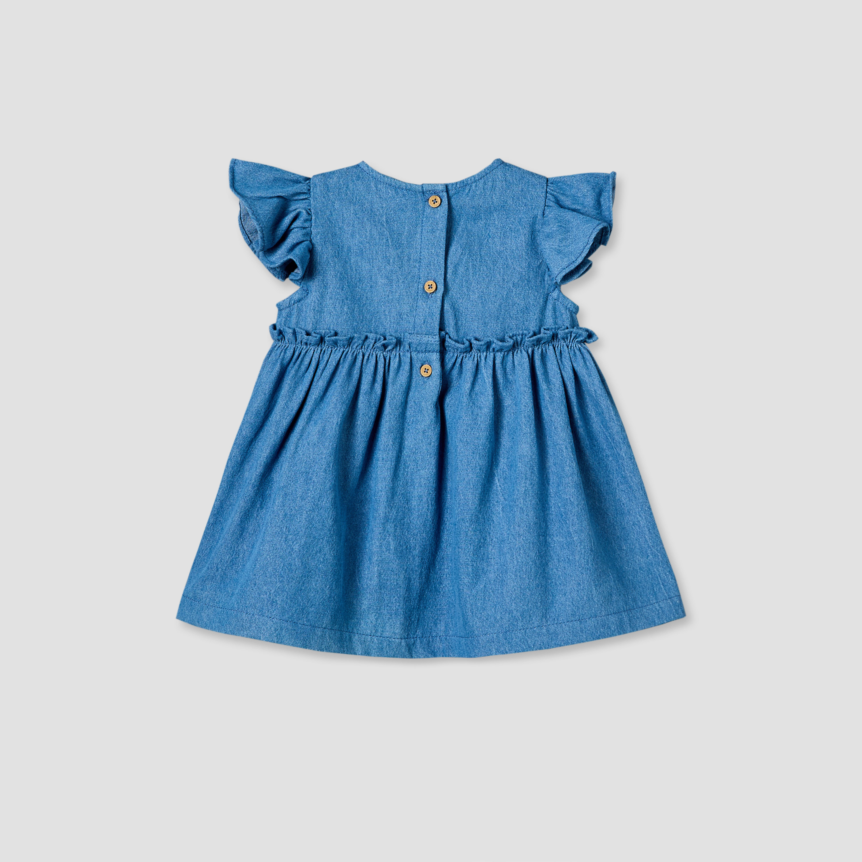 Juniors Round Neck Short Sleeves Denim Dress and Leggings Set with Bunny Applique-baby-girls-clothing-setsandcoords-image-4