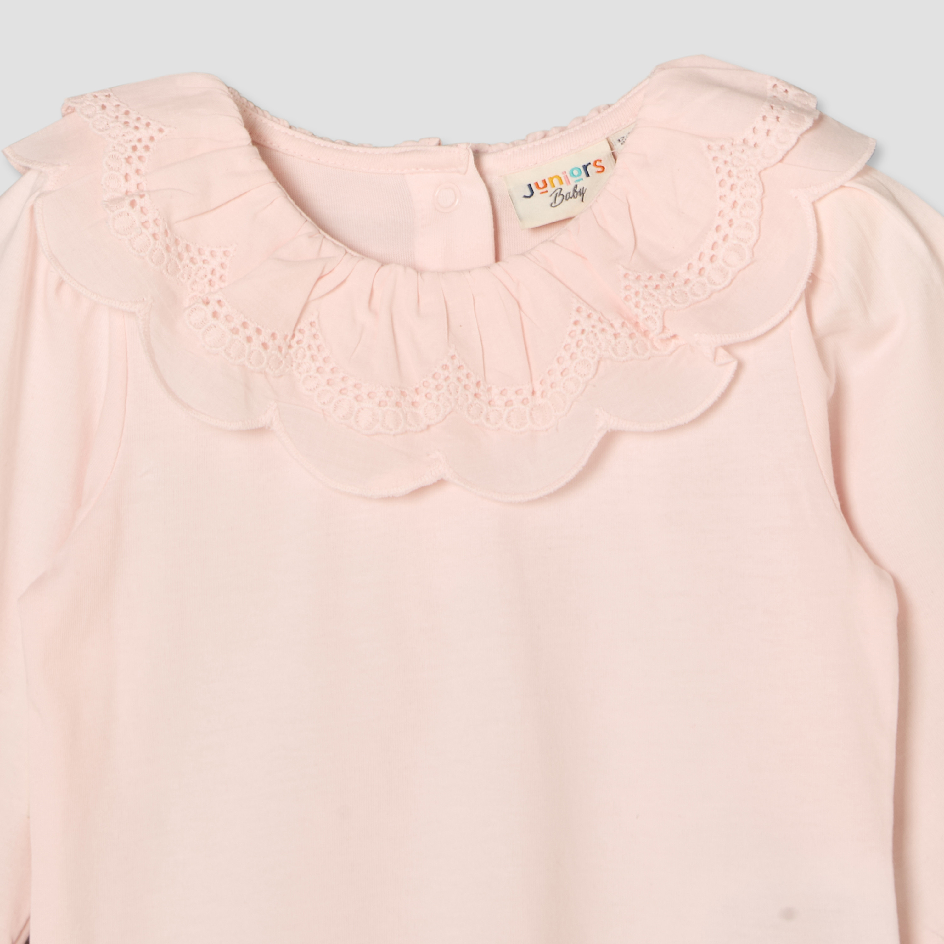طقم بنطلون جينز مطرز وبلوزة بياقة مستديرة وأكمام طويلة من جونيورز-baby-girls-clothing-setsandcoords-image-6