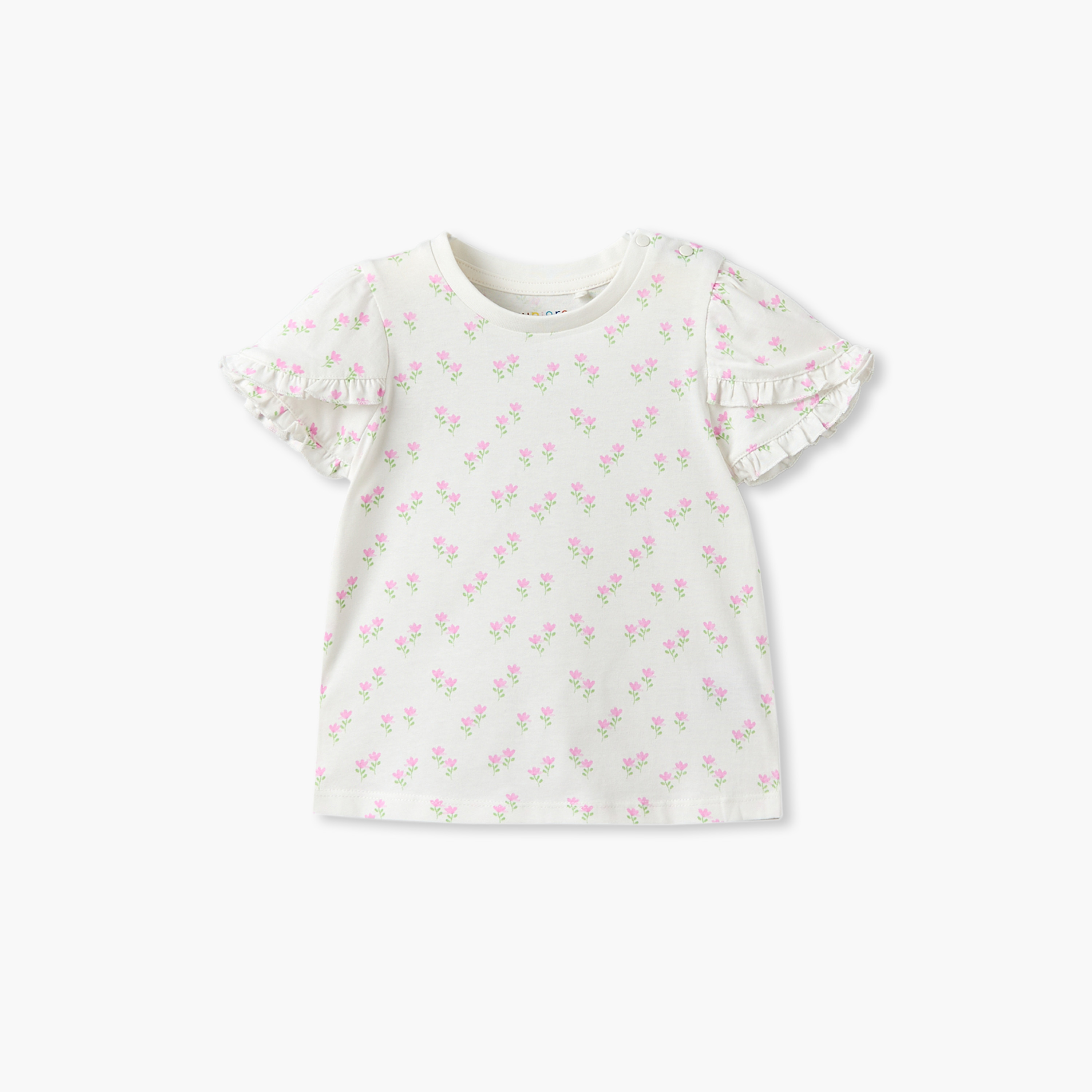 طقم مريلة دينم وبلوزة بياقة مستديرة أكمام قصيرة وطبعات زهرية من جونيورز-baby-girls-clothing-dressesandjumpsuits-image-5