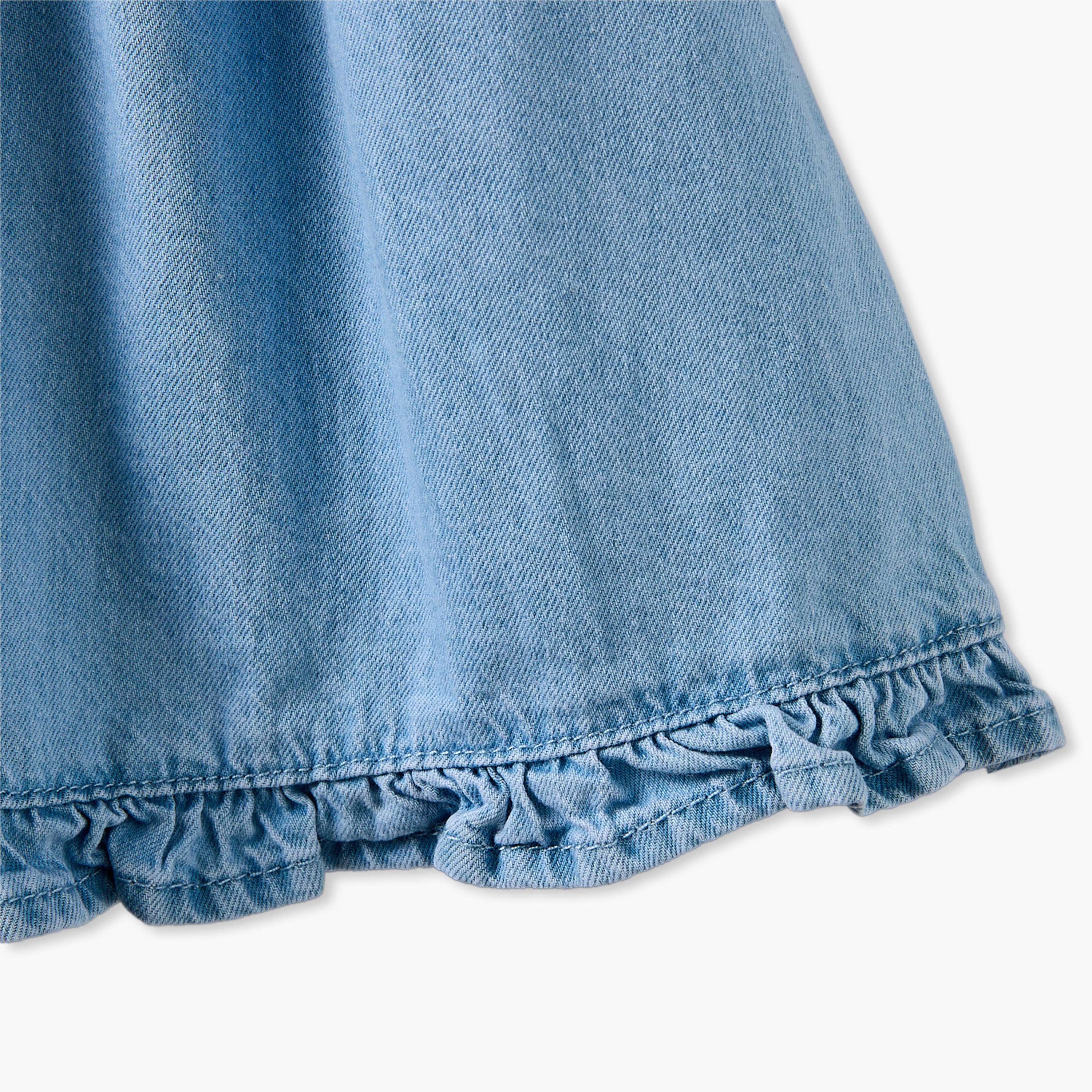 طقم مريلة دينم وبلوزة بياقة مستديرة أكمام قصيرة وطبعات زهرية من جونيورز-baby-girls-clothing-dressesandjumpsuits-image-8