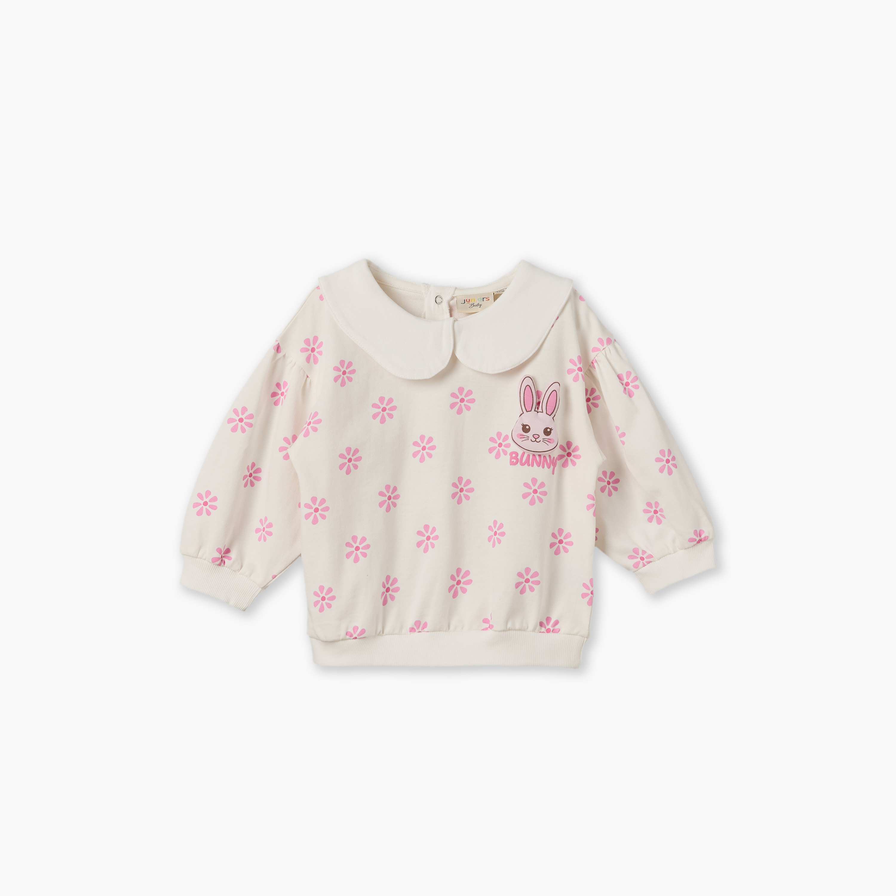 Juniors Peter Pan Collar Long Sleeves Sweatshirt and Leggings Set with Bunny Print-baby-girls-clothing-setsandcoords-image-3