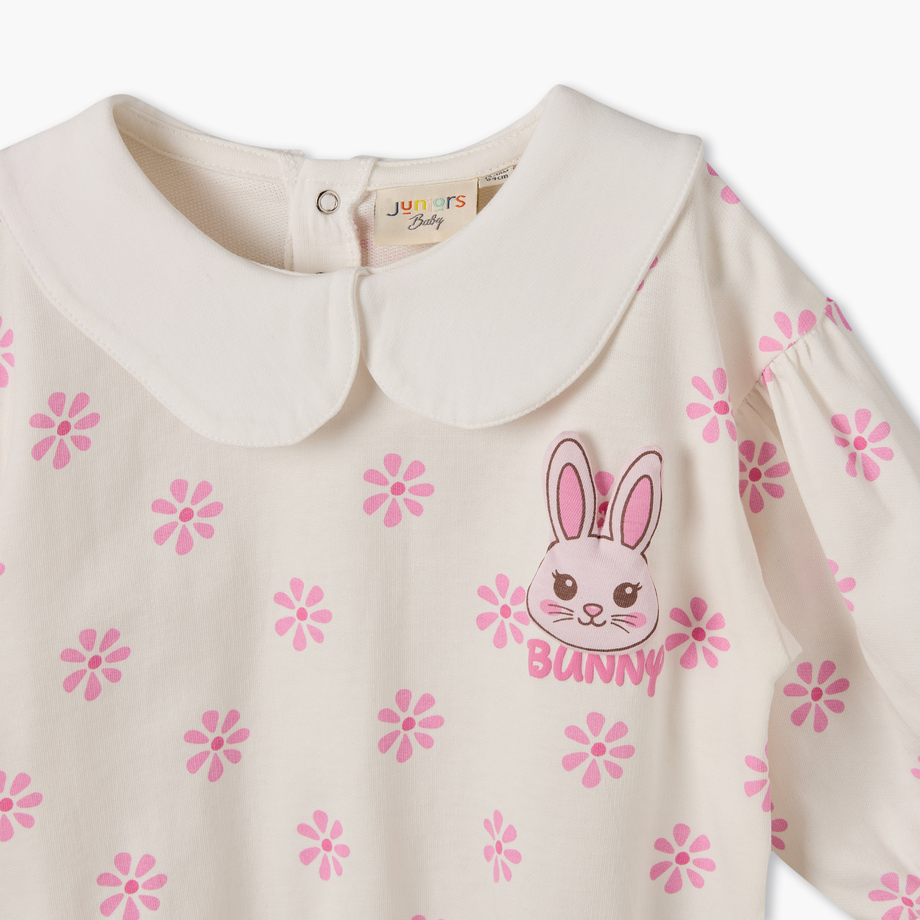 Juniors Peter Pan Collar Long Sleeves Sweatshirt and Leggings Set with Bunny Print-baby-girls-clothing-setsandcoords-image-7