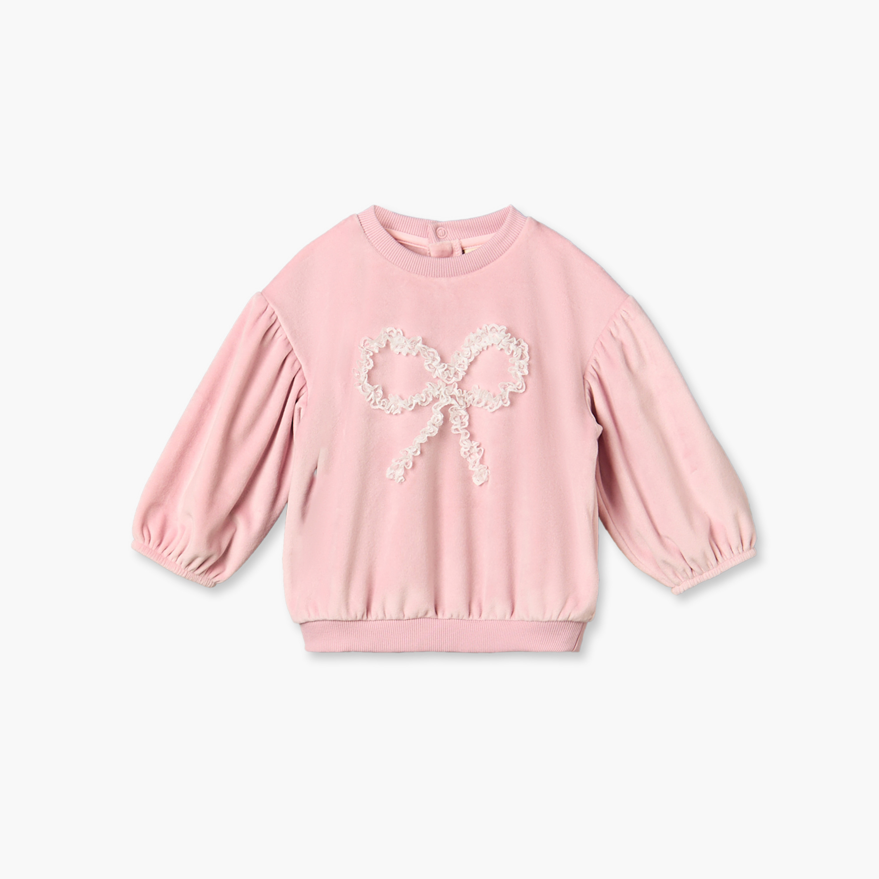 Juniors Crew Neck Long Sleeves Sweatshirt and Pants Set with Bow Applique-baby-girls-clothing-setsandcoords-image-3