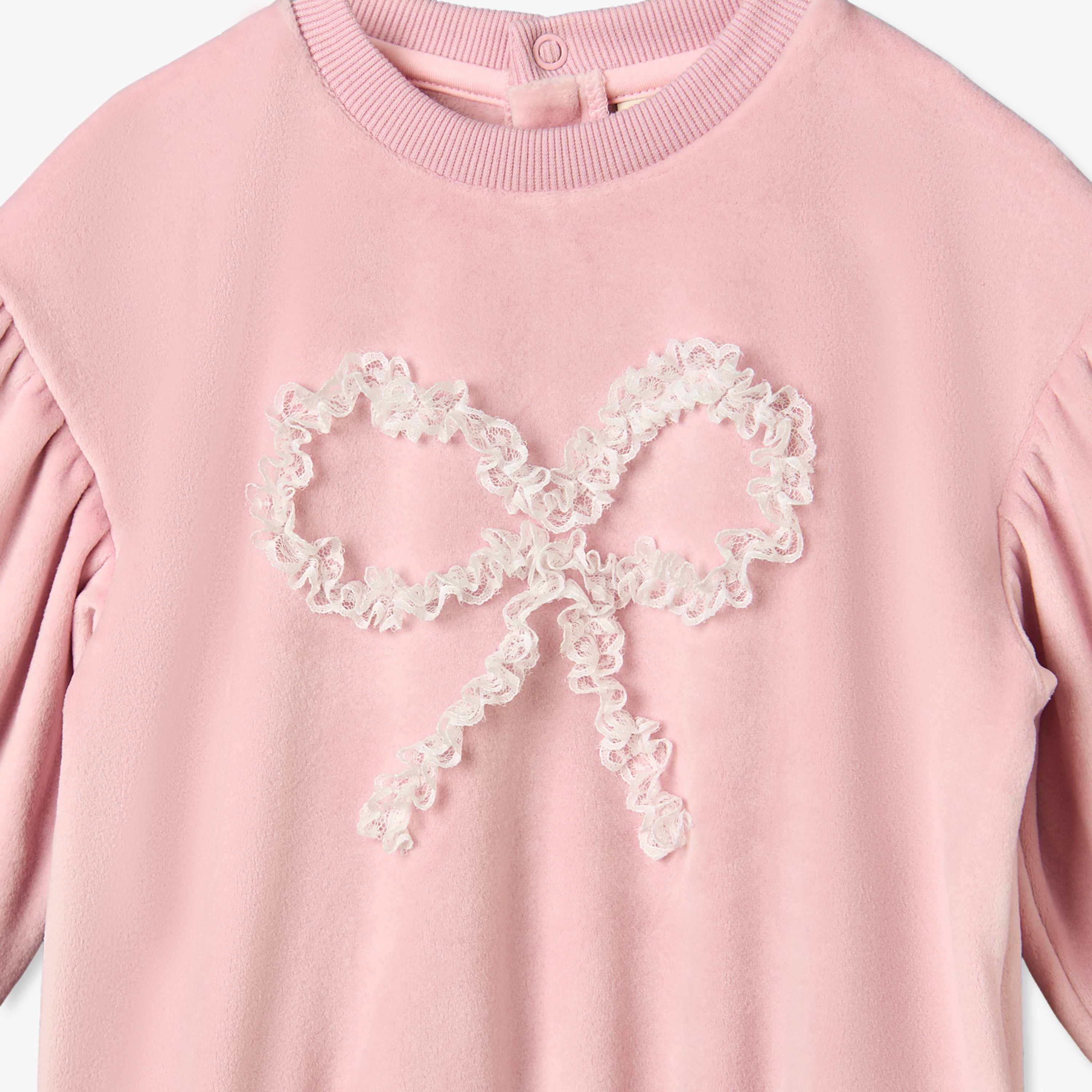 Juniors Crew Neck Long Sleeves Sweatshirt and Pants Set with Bow Applique-baby-girls-clothing-setsandcoords-image-7