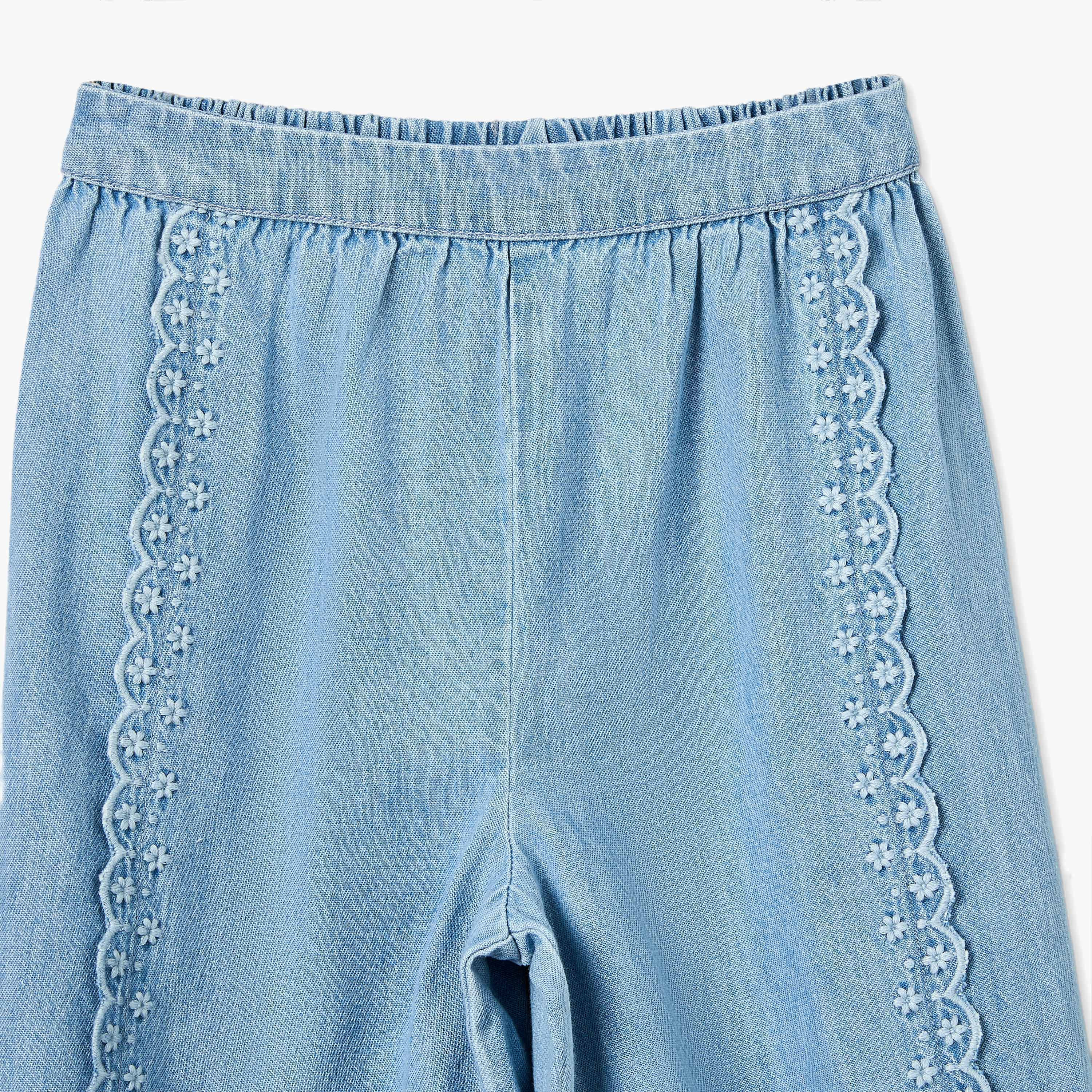 Juniors Jeans with Floral Embroidery-baby-girls-clothing-bottoms-jeans-image-4