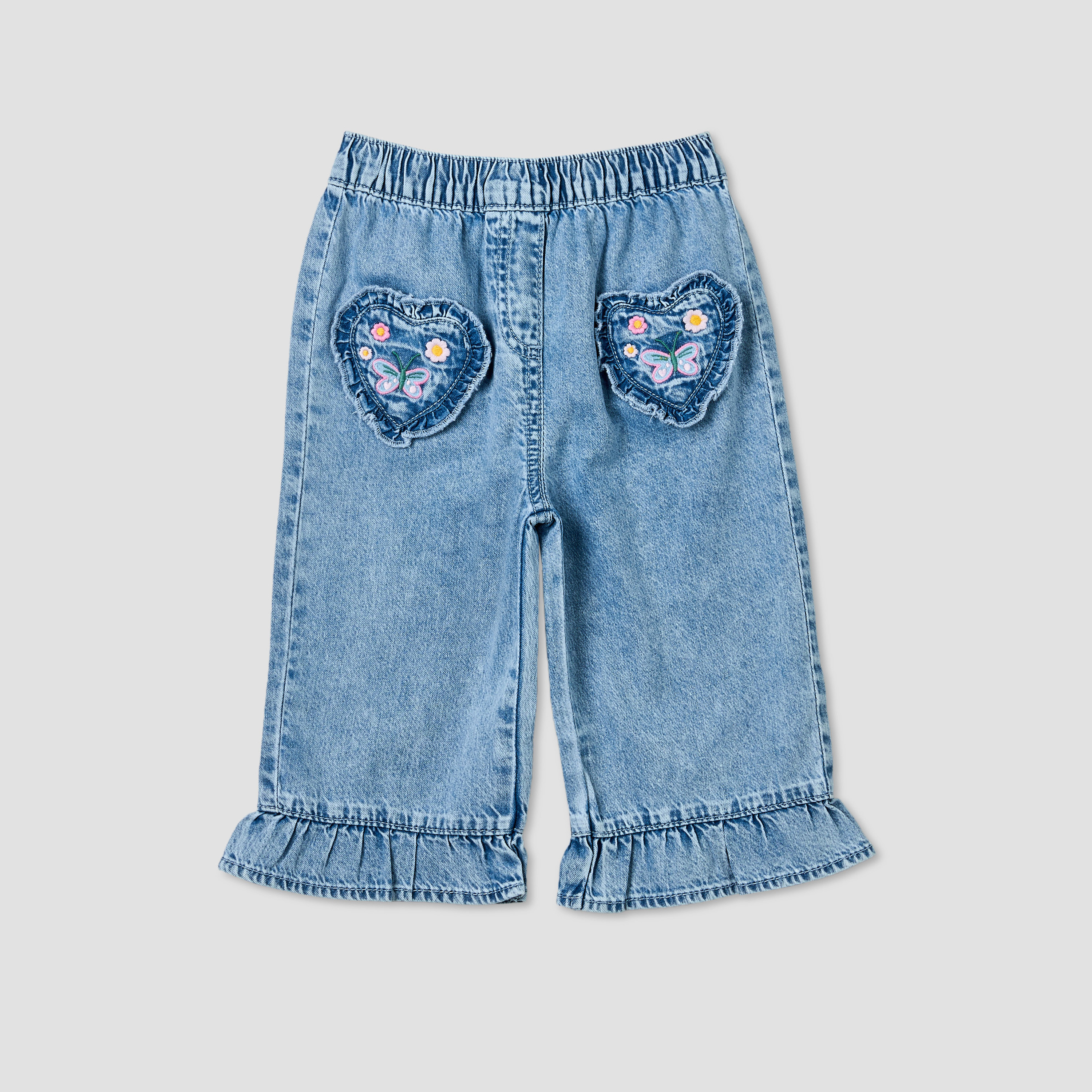 Juniors Jeans with Embroidery, Elasticated Waistband-baby-girls-clothing-bottoms-jeans-image-2