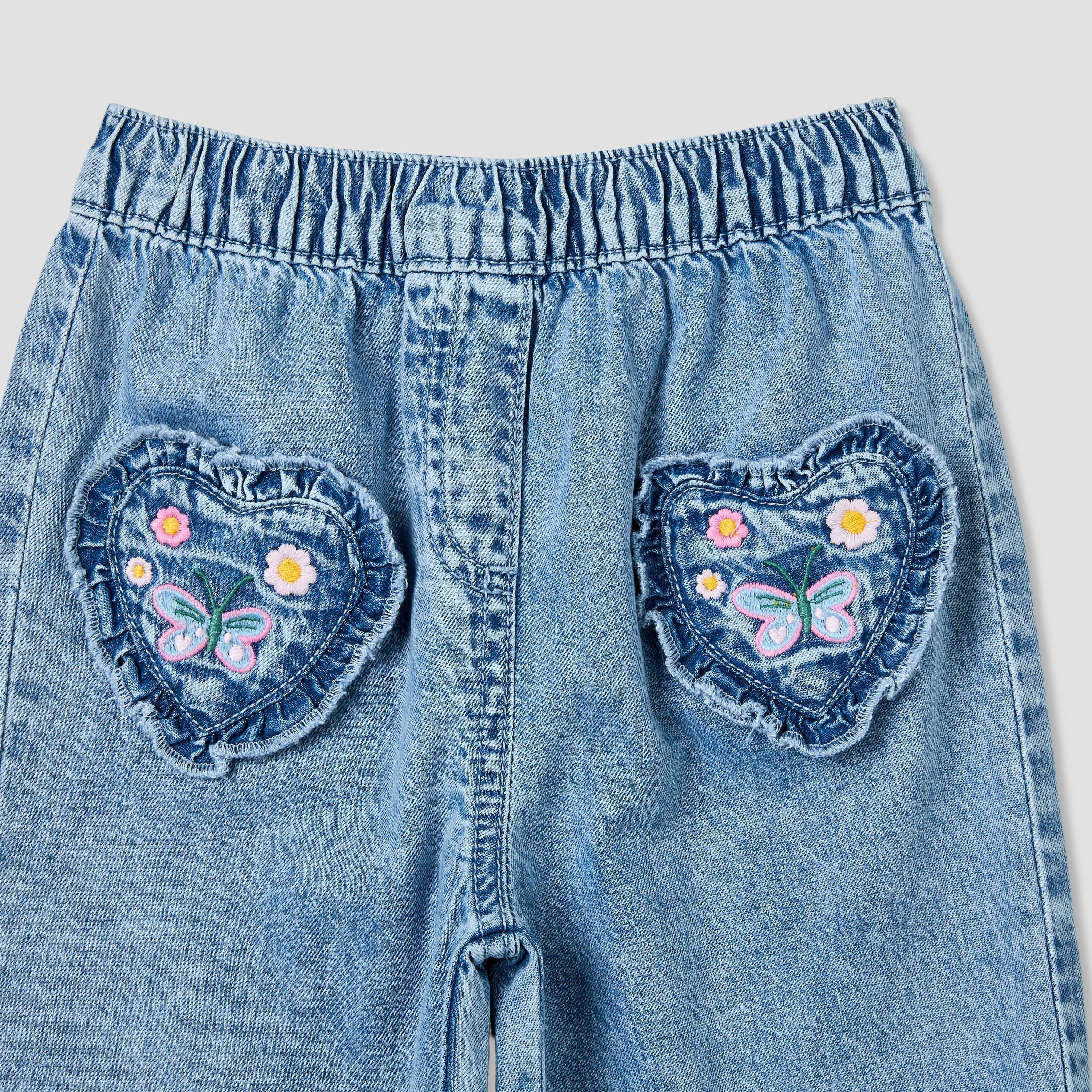 Juniors Jeans with Embroidery, Elasticated Waistband-baby-girls-clothing-bottoms-jeans-image-4