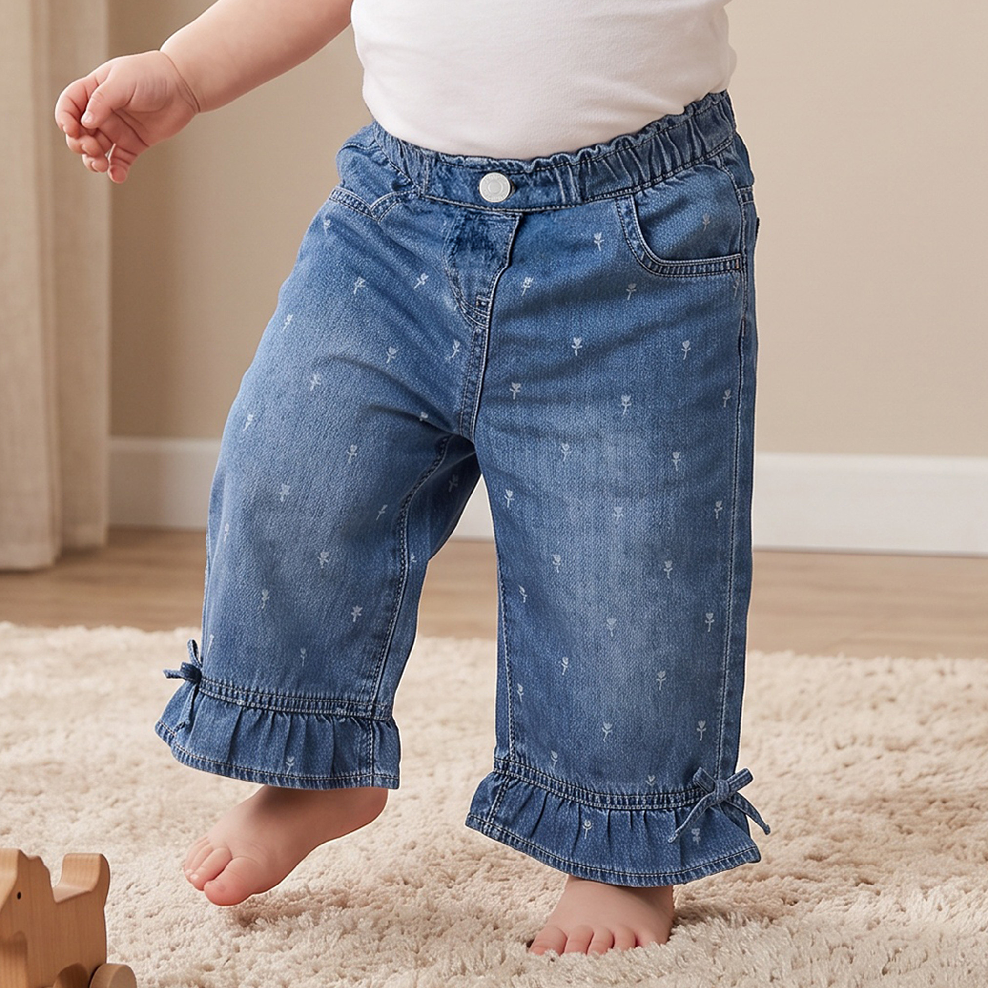 Juniors Regular Fit Jeans with Floral Print-baby-girls-clothing-bottoms-jeans-image-1