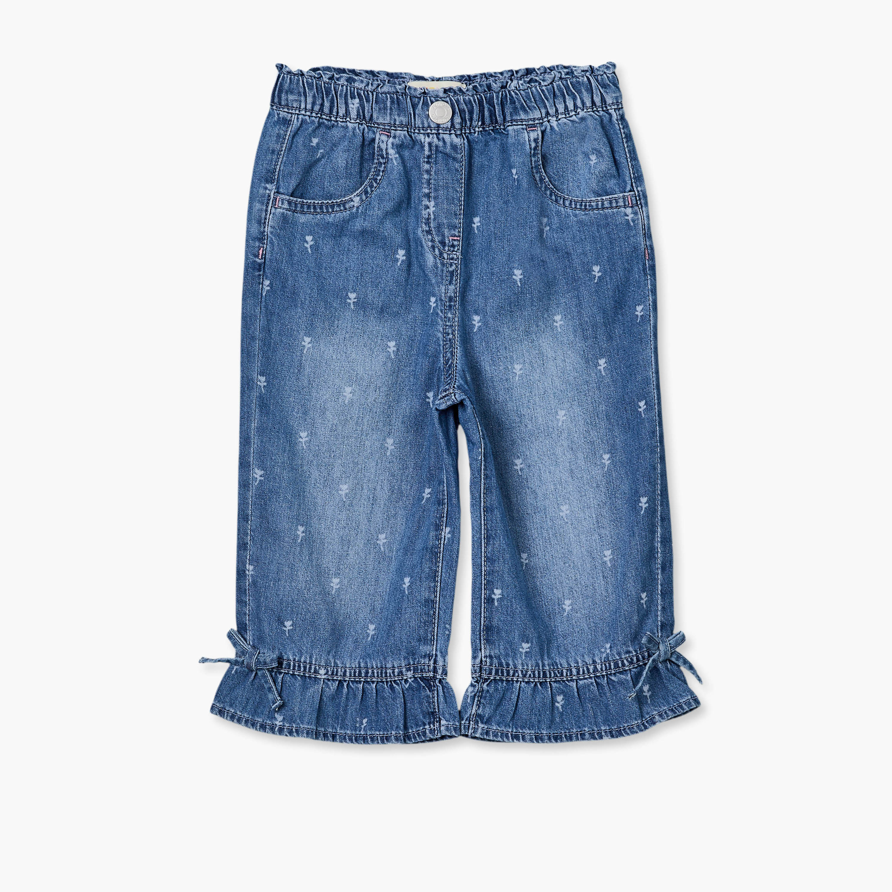 Juniors Regular Fit Jeans with Floral Print-baby-girls-clothing-bottoms-jeans-image-2