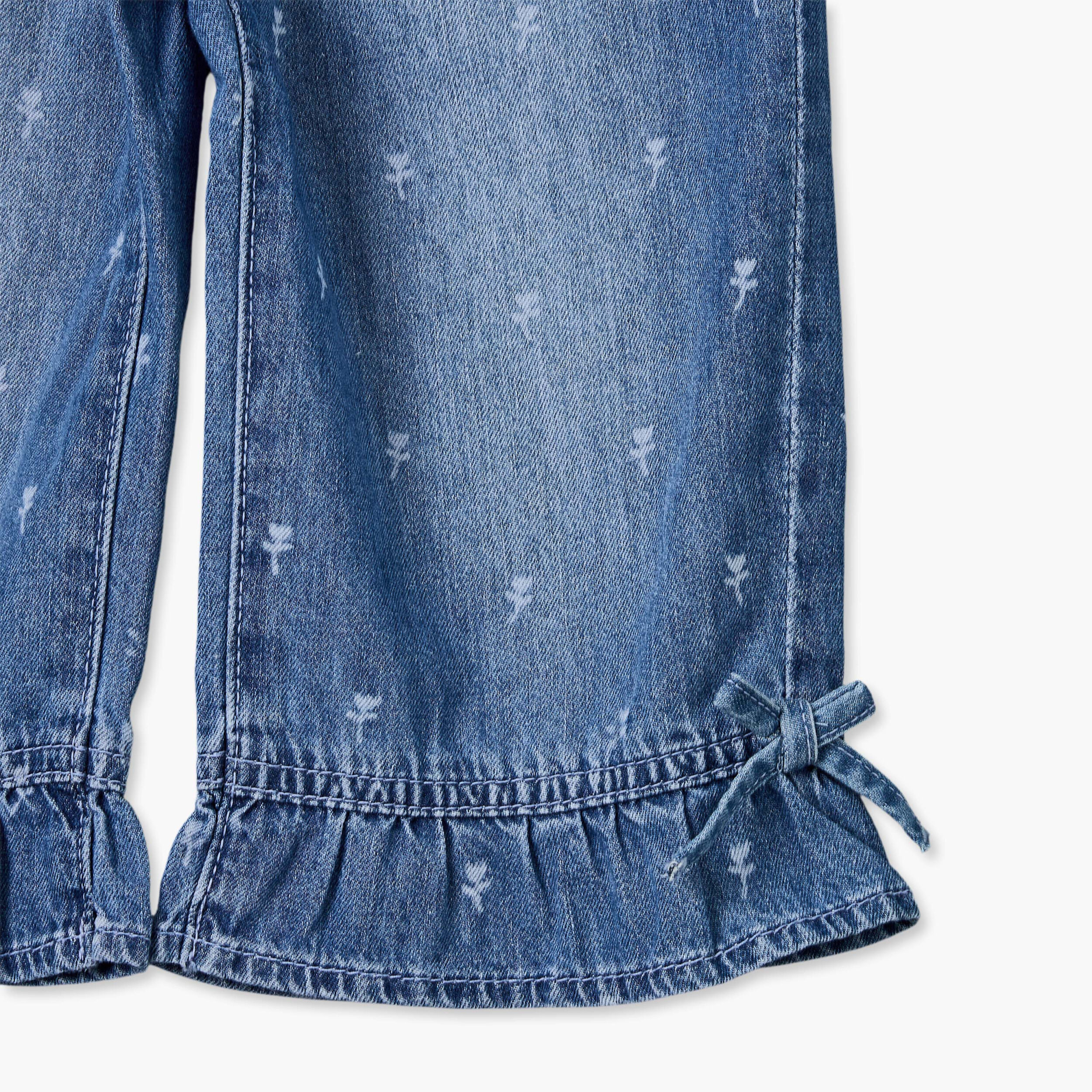 Juniors Regular Fit Jeans with Floral Print-baby-girls-clothing-bottoms-jeans-image-5