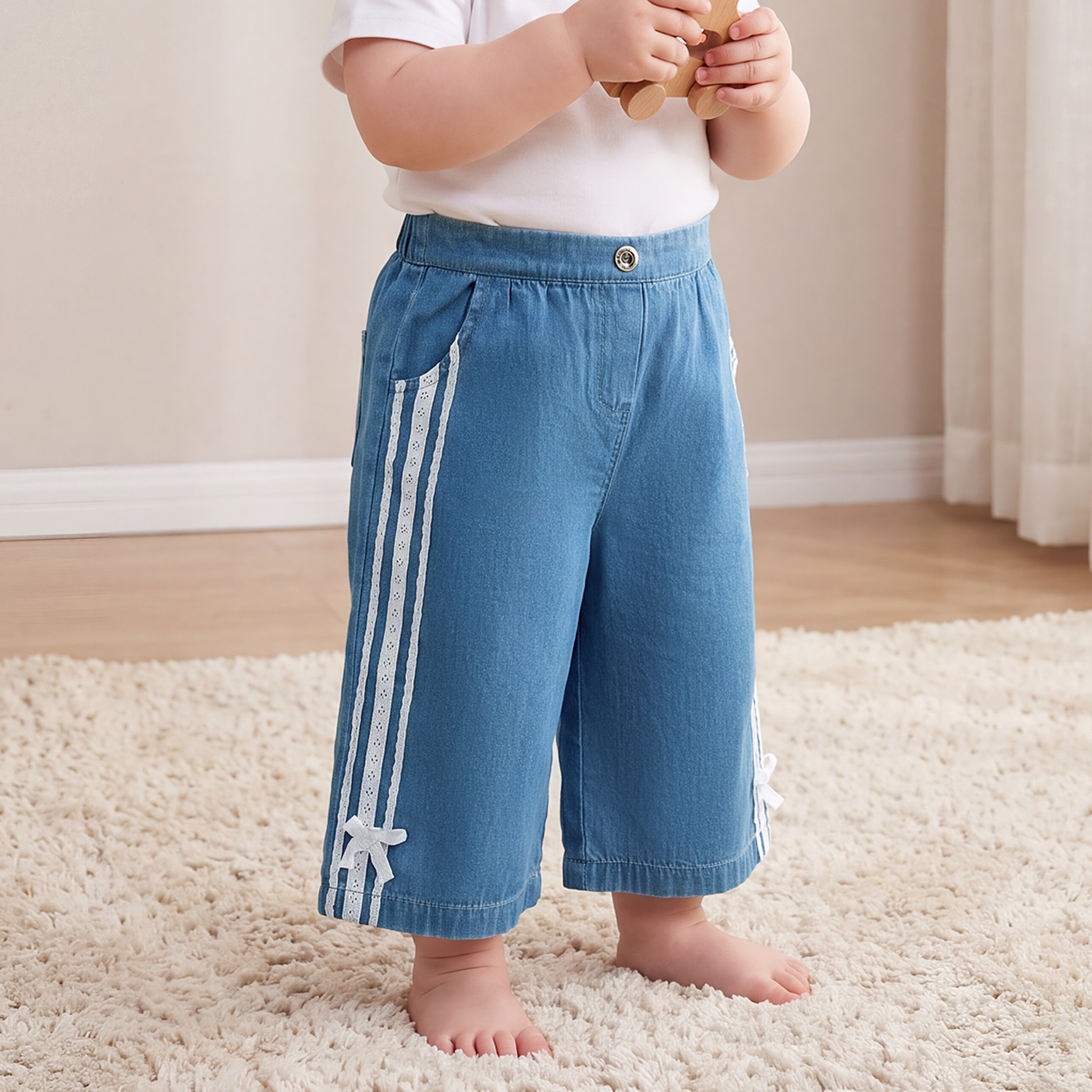 Juniors Mid Rise Wide Leg Jeans with Lace Detail-baby-girls-clothing-bottoms-jeans-image-1