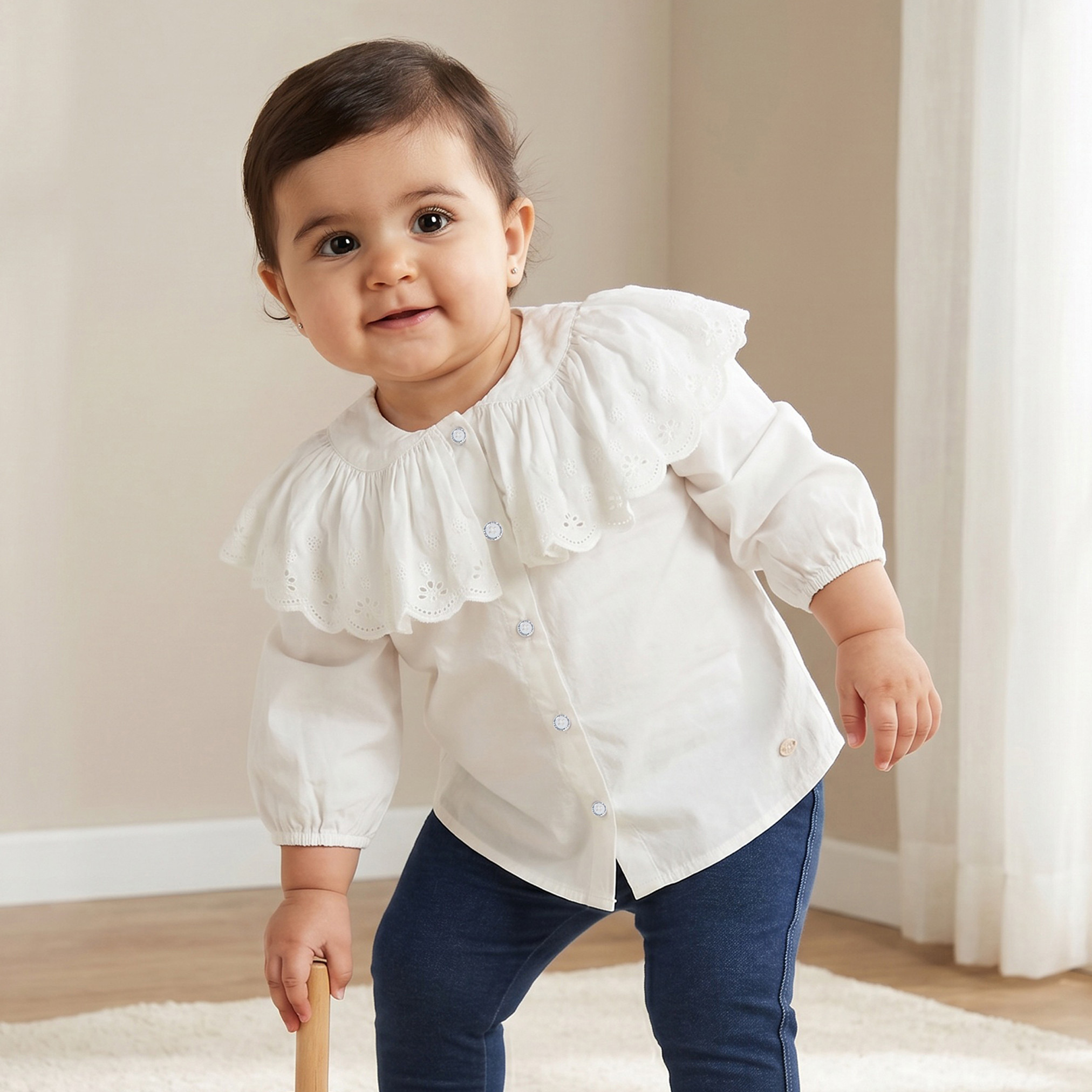 Giggles Round Neck Long Sleeves Top with Embroidery-baby-girls-clothing-blousesandshirts-image-1