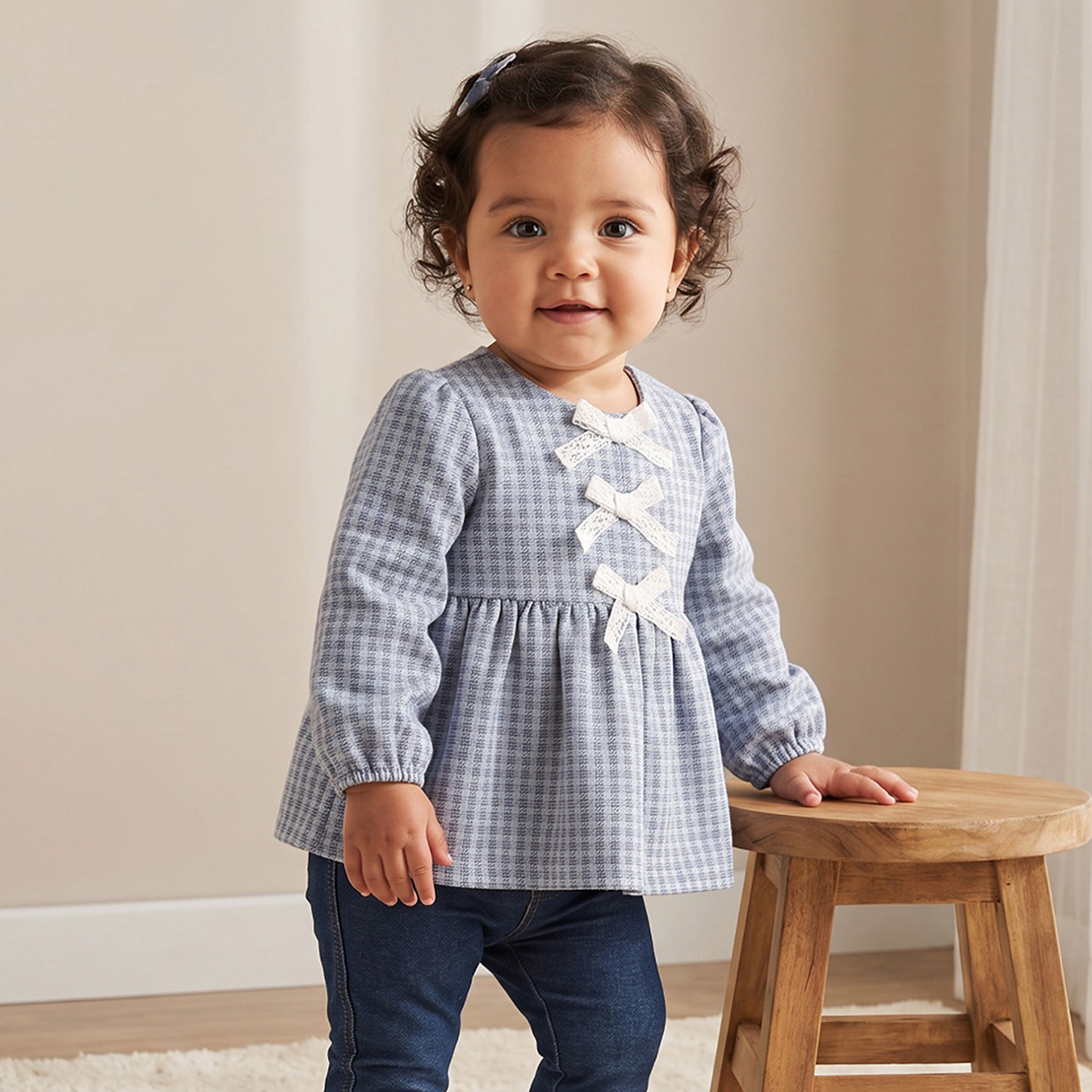 Giggles Round Neck Long Sleeves Peplum Top with Bow Accent-baby-girls-clothing-blousesandshirts-image-1