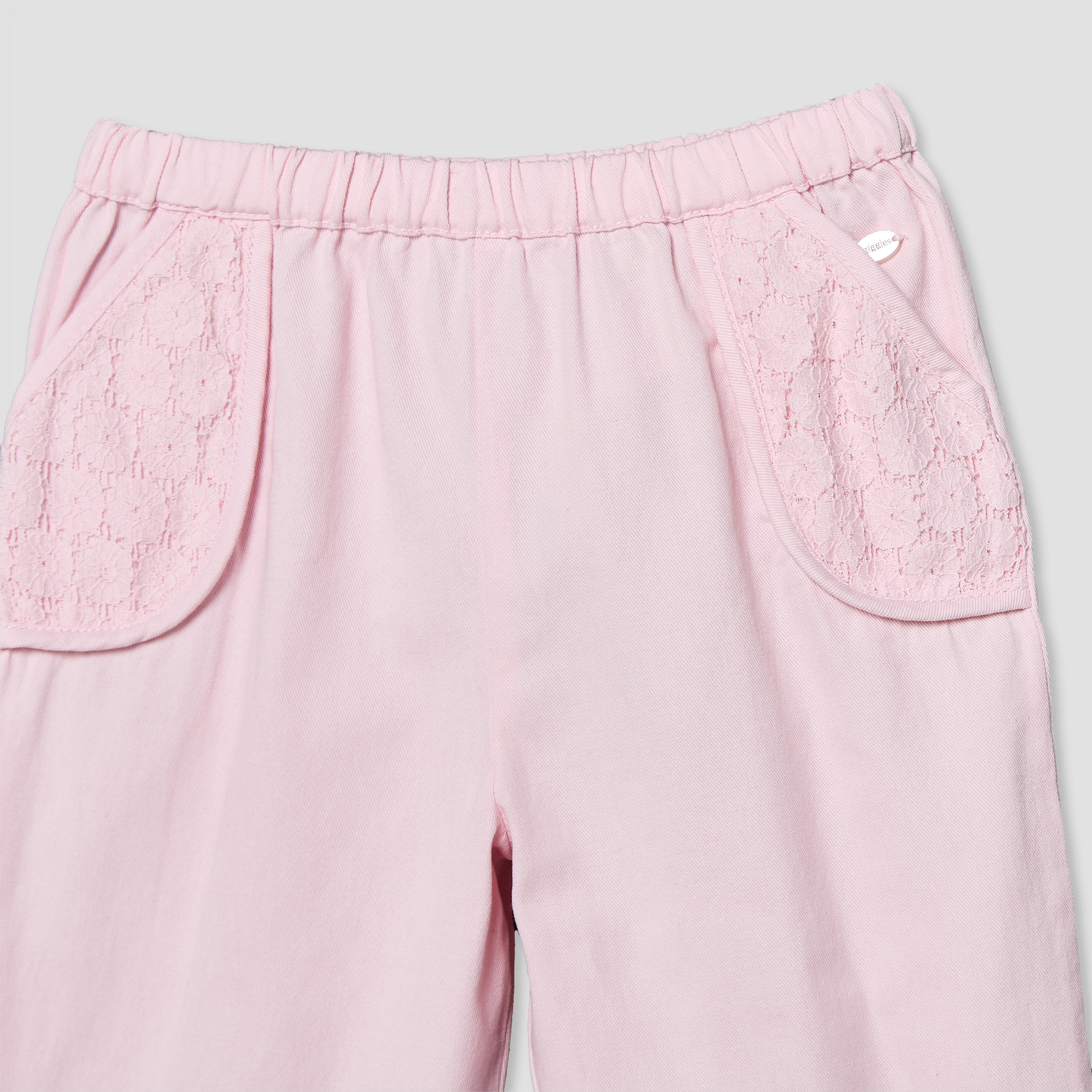 Giggles Regular Fit Trousers with Lace Inserts, Elasticated Waistband-baby-girls-clothing-bottoms-trousers-image-5