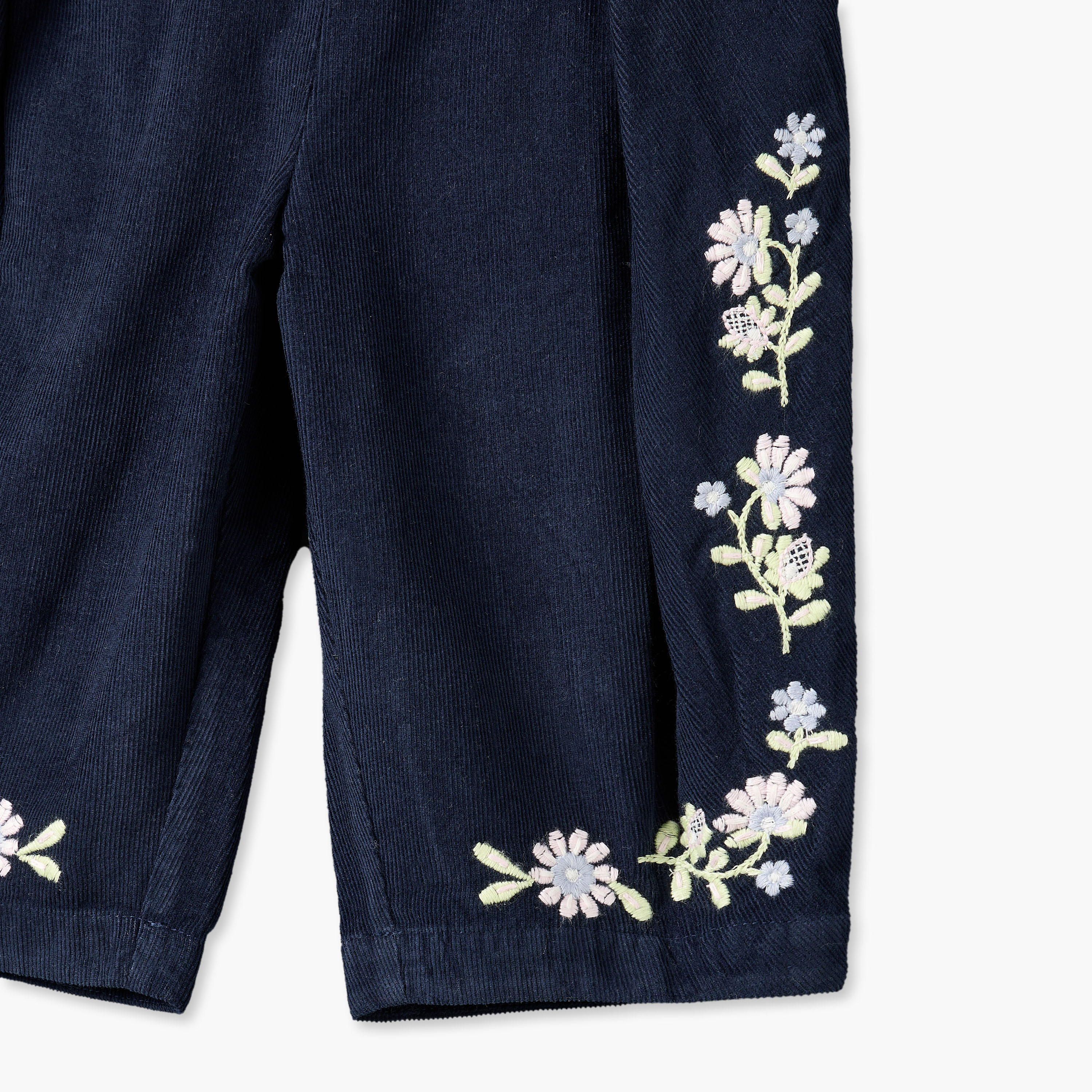 Giggles Trousers with Floral Embroidery, Elasticated Waist-baby-girls-clothing-bottoms-trousers-image-4