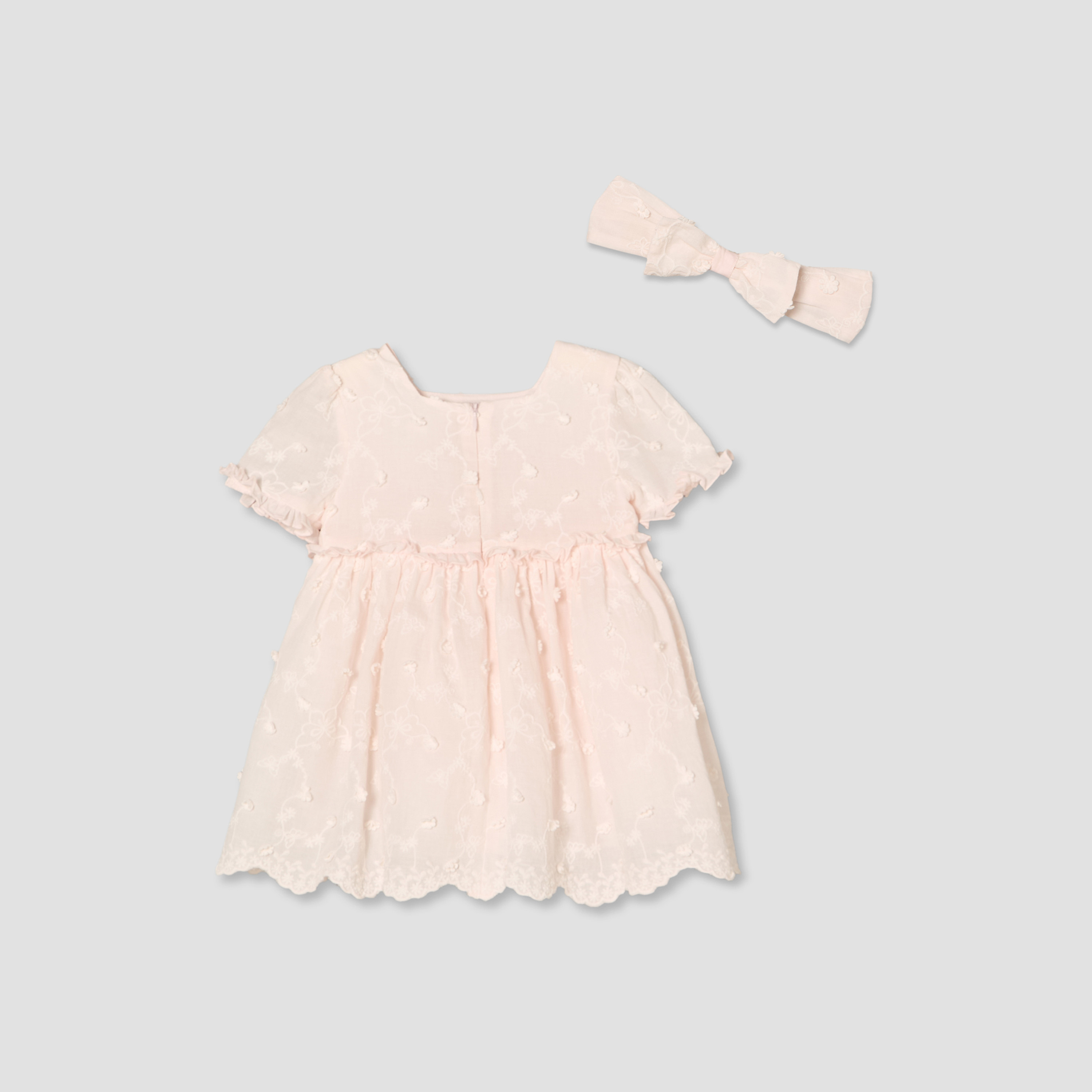 فستان إيه لاين بطول الركبة وياقة مربعة وأكمام قصيرة مع شريطة رأس من جيجلز-baby-girls-clothing-dressesandjumpsuits-image-1