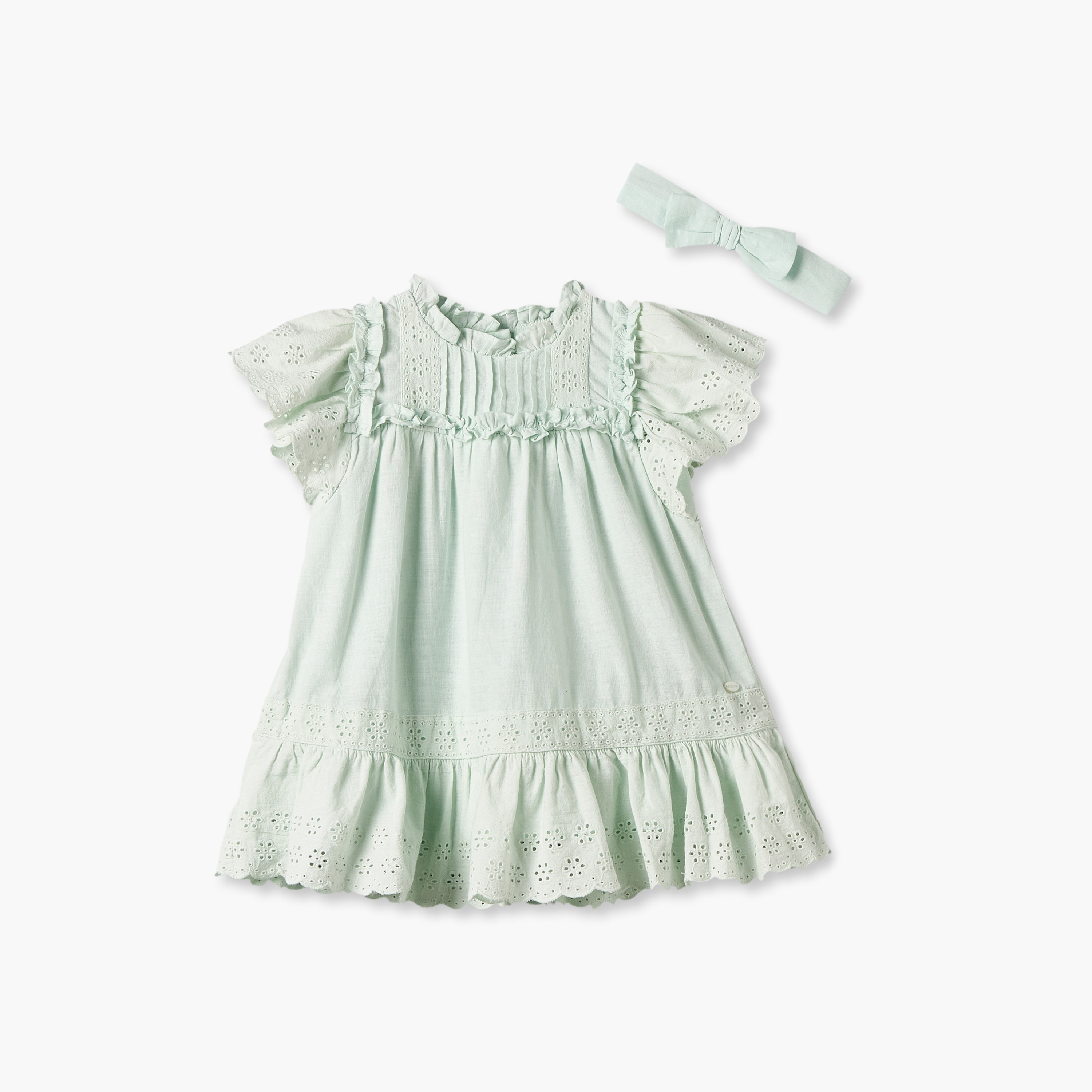فستان قصير الأكمام يصل إلى الركبة بياقة وقصة مع عصابة رأس من جيجلز-baby-girls-clothing-dressesandjumpsuits-image-1