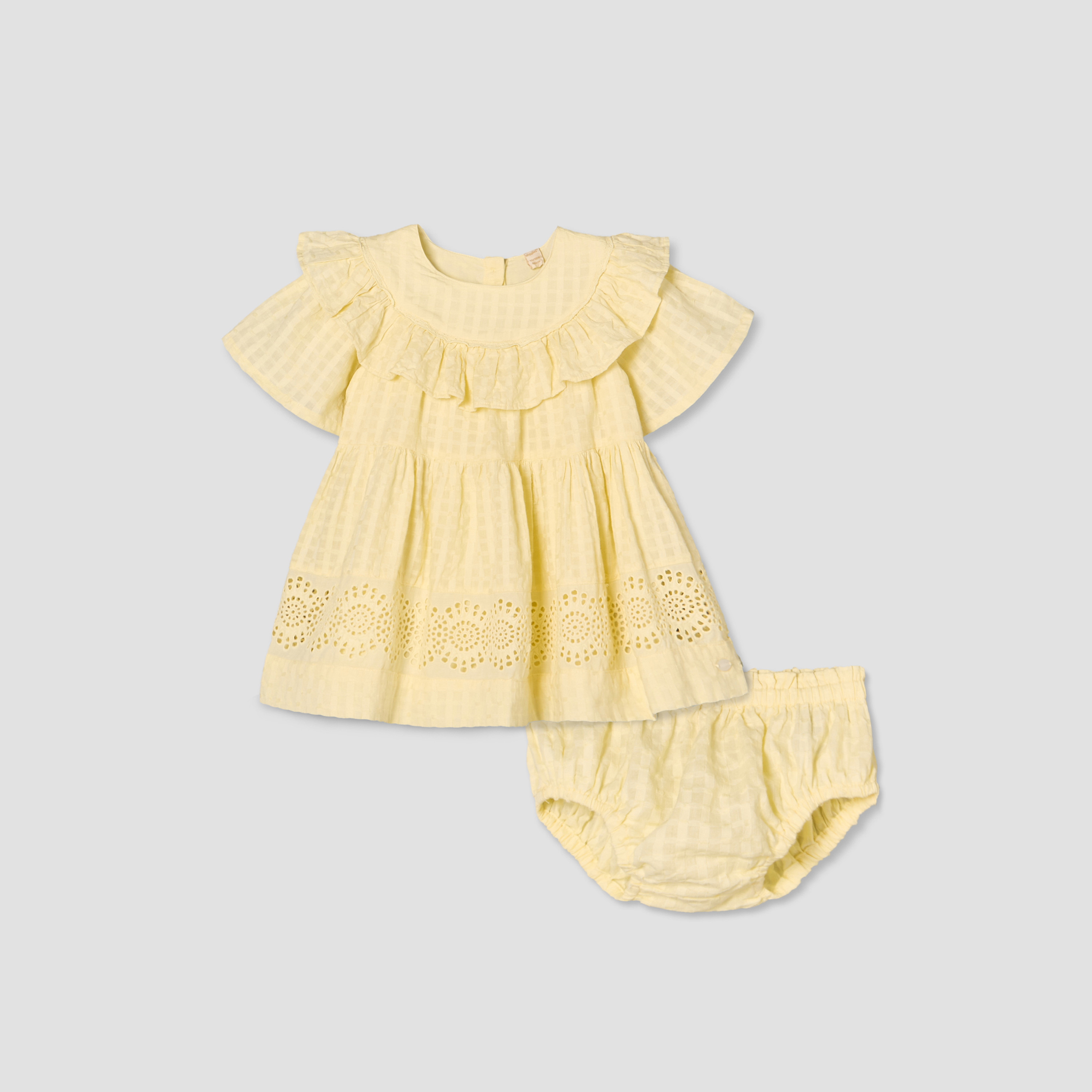 فستان قصير بياقة دائرية وأكمام قصيرة مع بنطلون داخلي (بلومرز) من جيجلز-baby-girls-clothing-dressesandjumpsuits-image-1