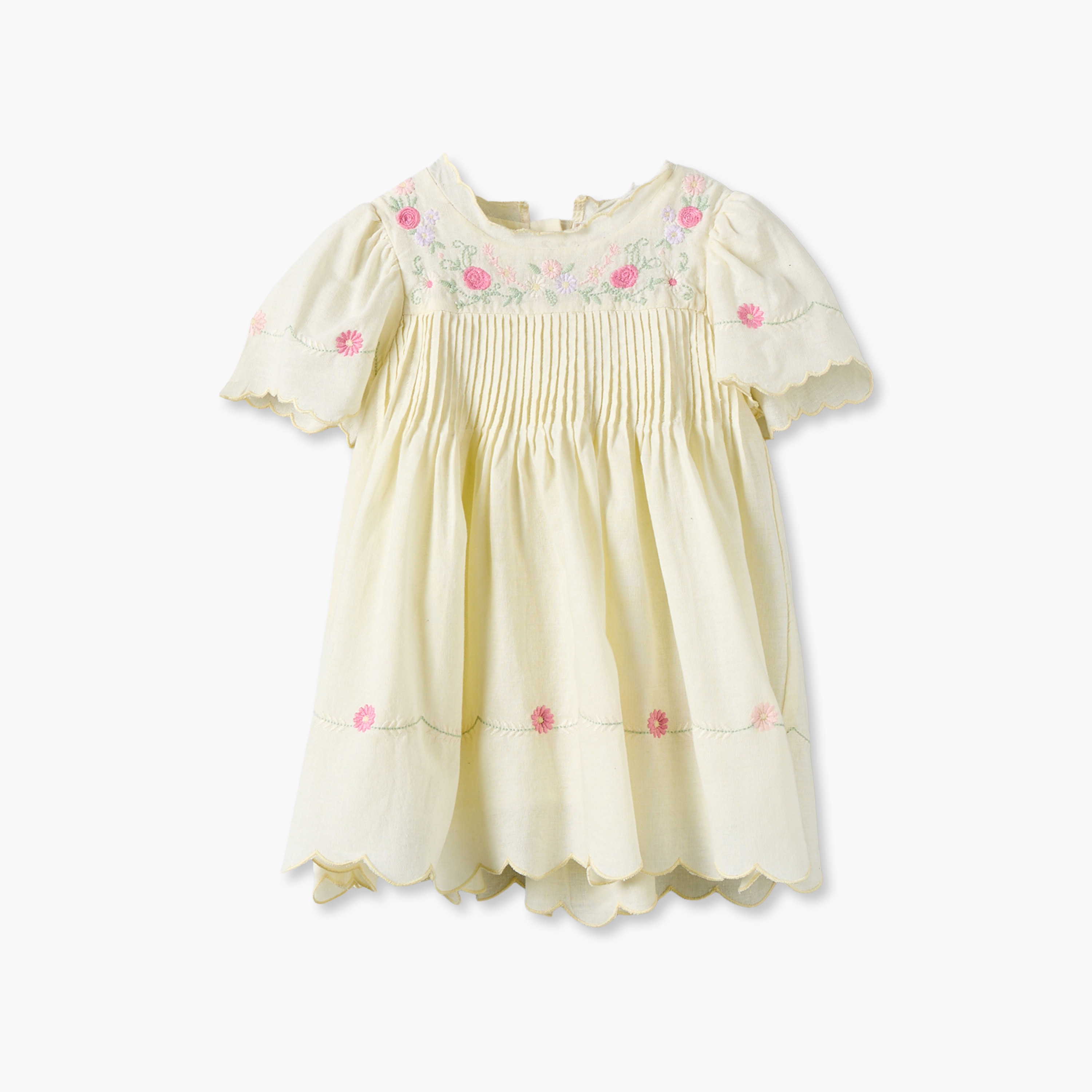 Giggles Round Neck Short Sleeves Knee Length Dress and Headband with Floral Embroidery-baby-girls-clothing-dressesandjumpsuits-image-3