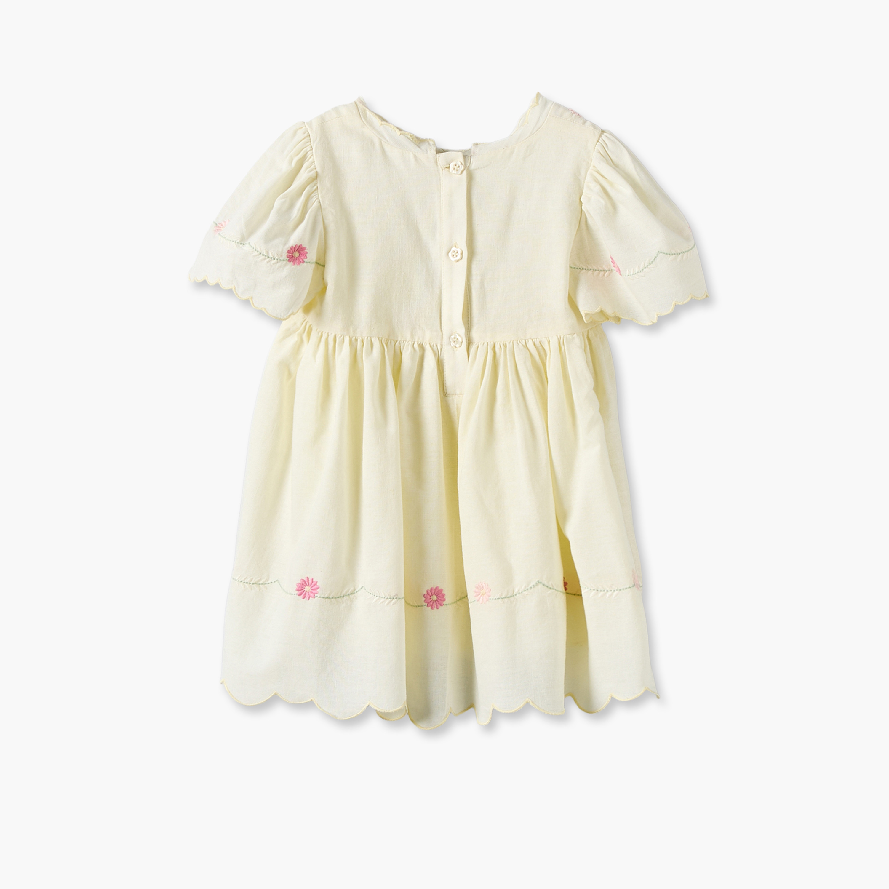 Giggles Round Neck Short Sleeves Knee Length Dress and Headband with Floral Embroidery-baby-girls-clothing-dressesandjumpsuits-image-4