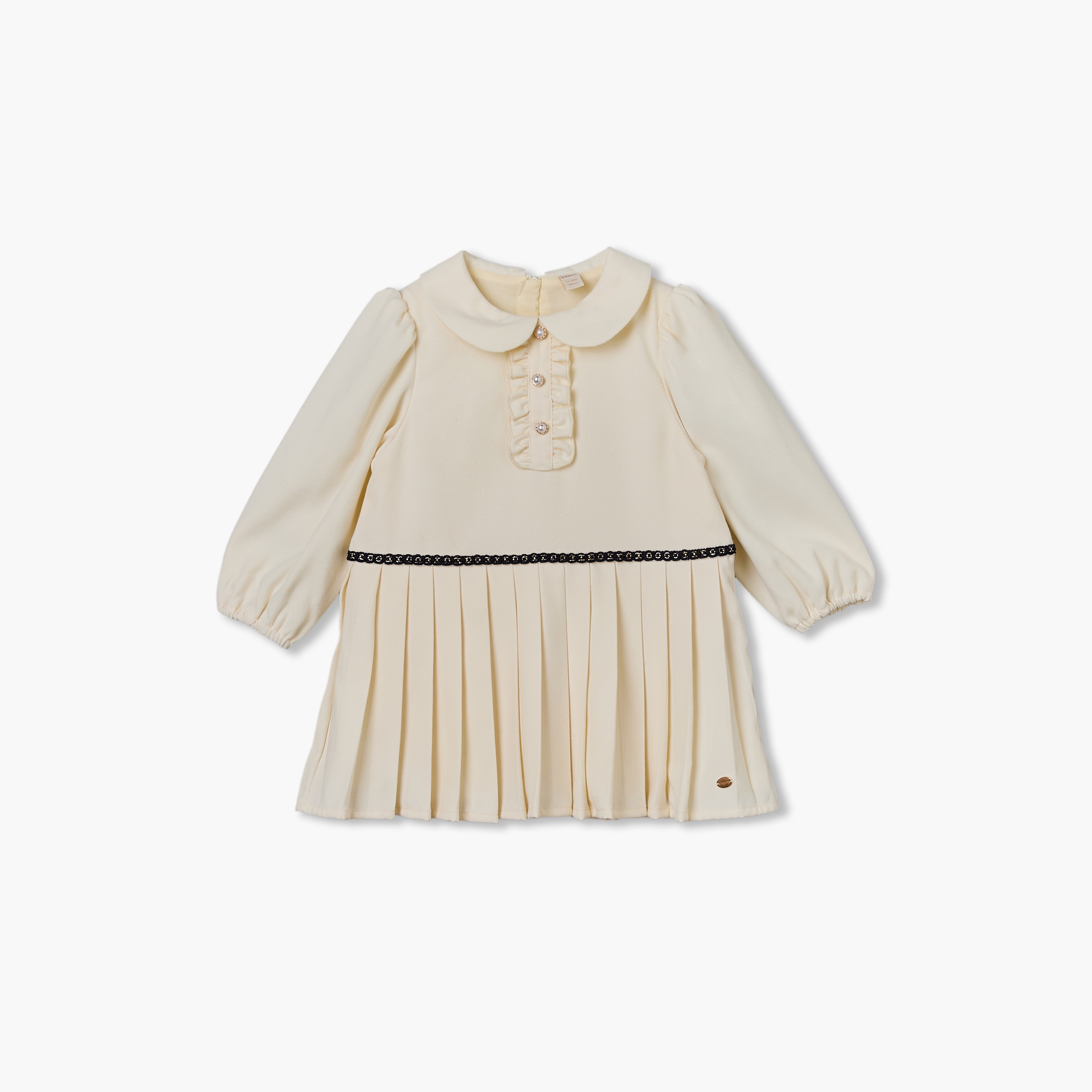 فستان بطول الركبة بياقة بيتر بان وأكمام طويلة مع جوارب طويلة من جيجلز-baby-girls-clothing-dressesandjumpsuits-image-3