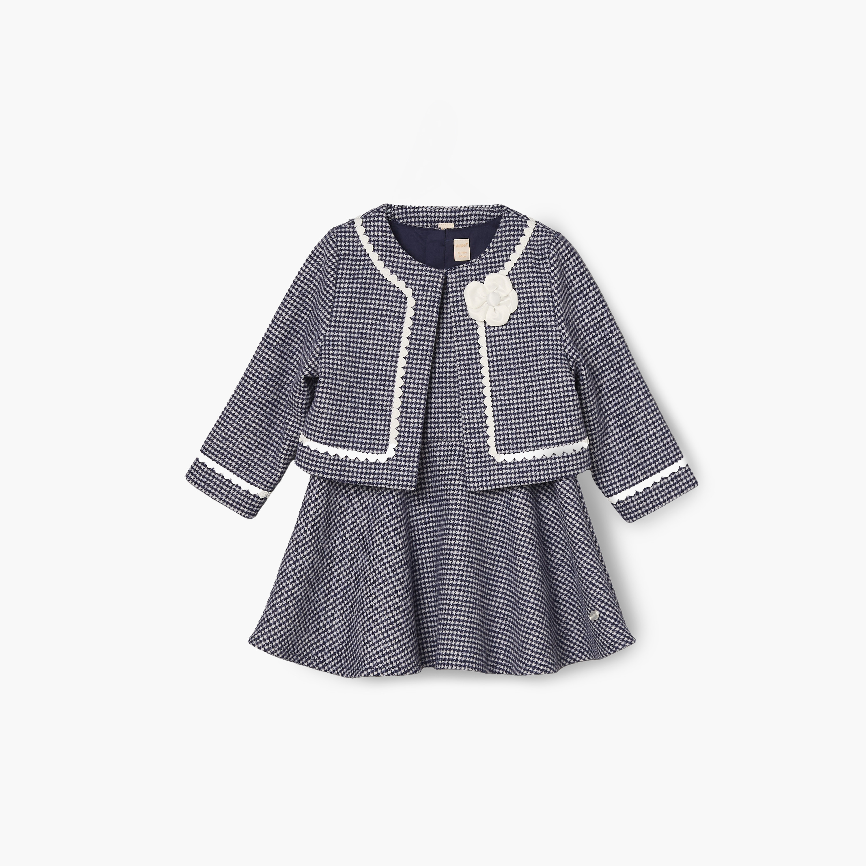 طقم فستان دون أكمام رقبة مستديرة وبطول الركبة مع جاكيت وجوارب كولون من جيجلز-baby-girls-clothing-dressesandjumpsuits-image-4