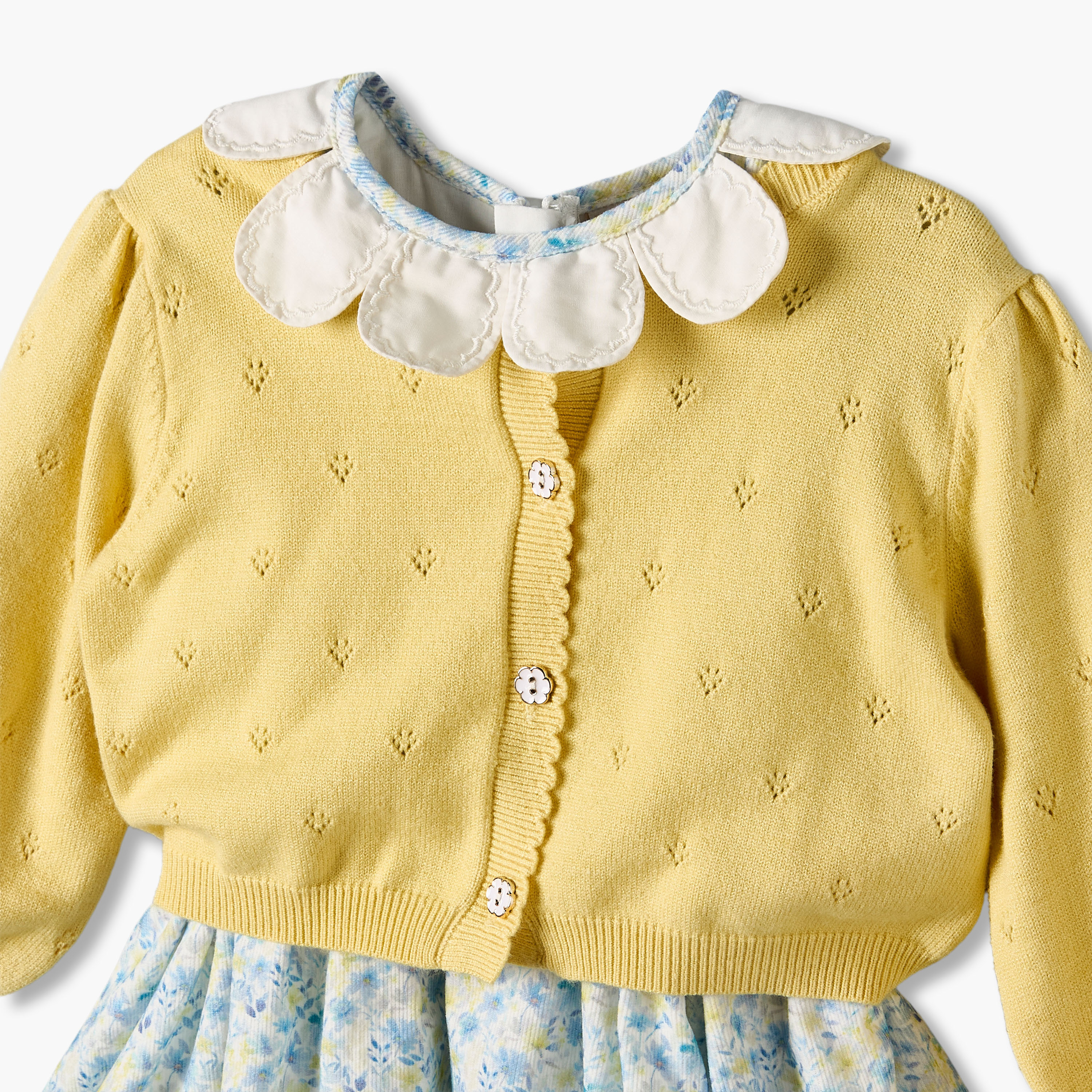 Set of 3 Giggles Round Neck Short Sleeves Knee Length Dress with Cardigan-baby-girls-clothing-dressesandjumpsuits-image-8